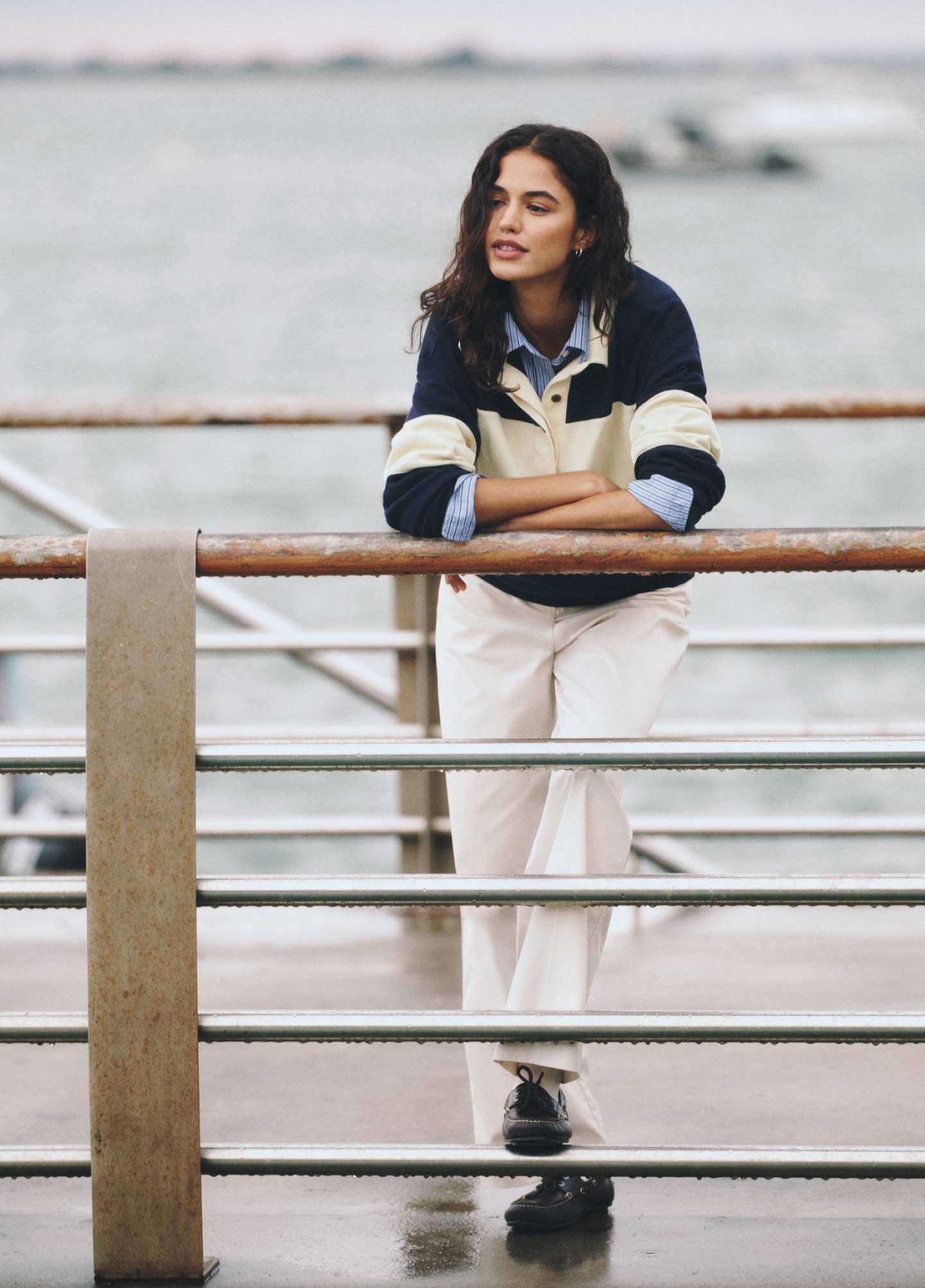 Color Blocked Rugger mit Piqu&eacute;struktur