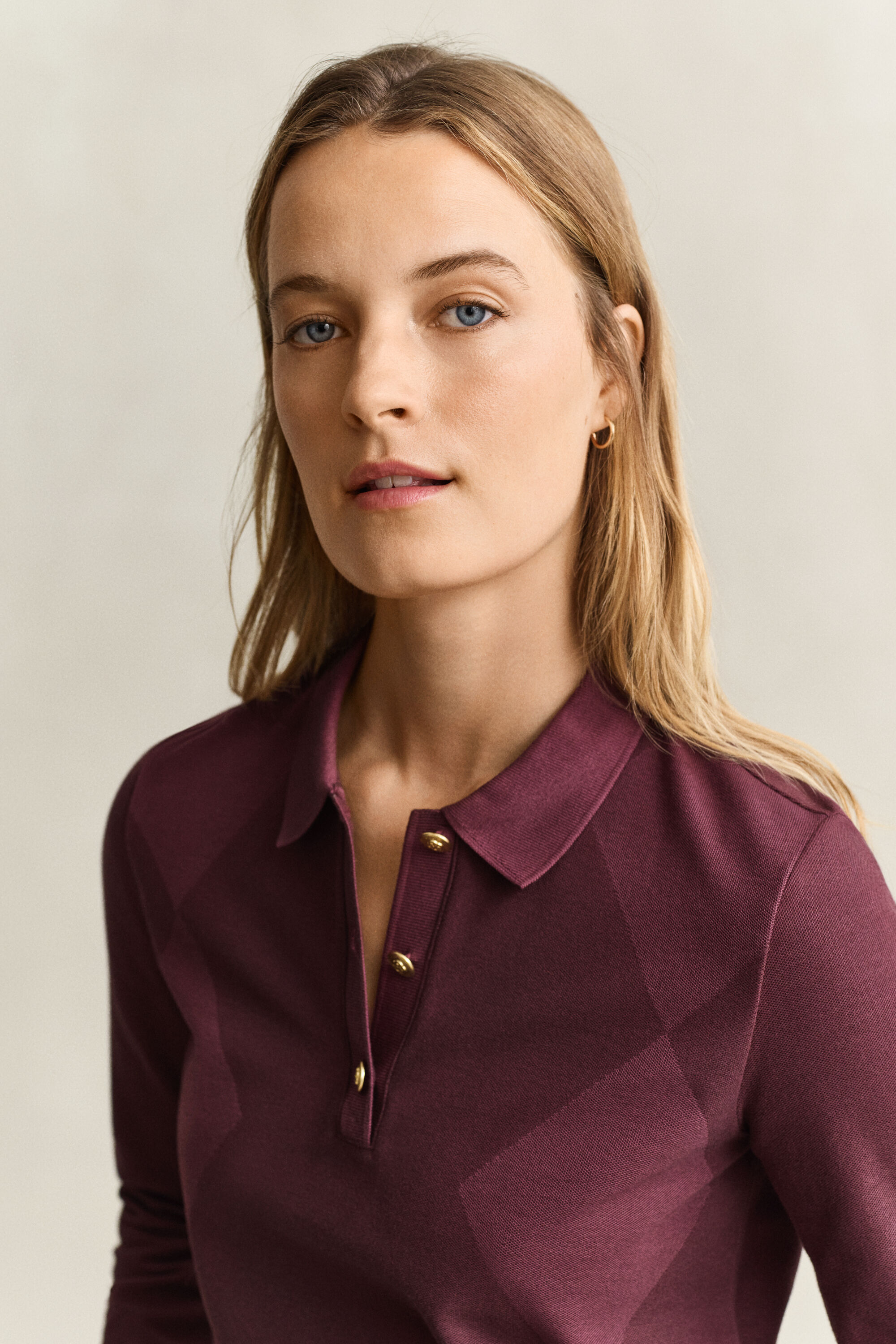 Argyle Langarm-Poloshirt