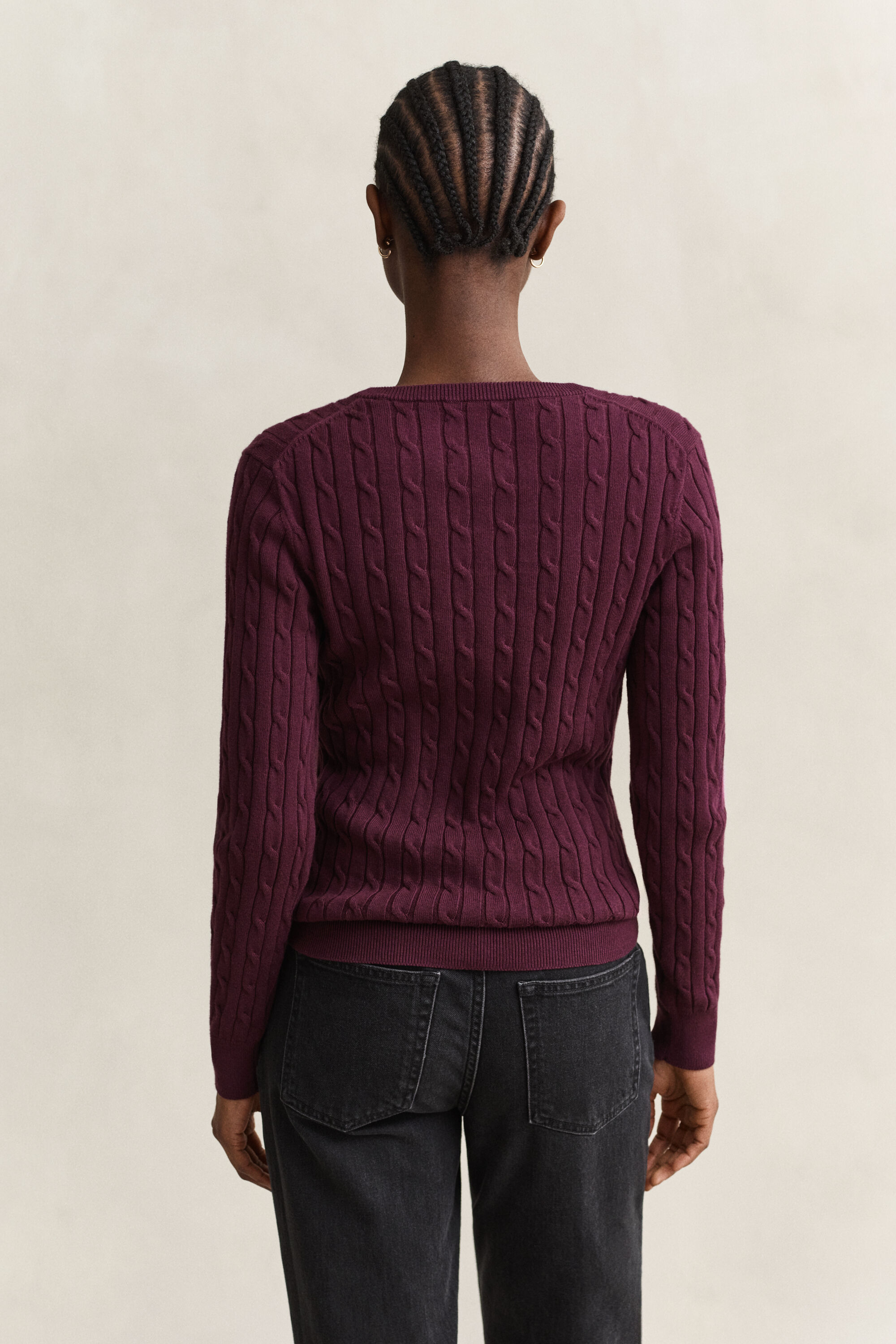 Strickjacke aus Stretch-Baumwolle mit Zopfmuster