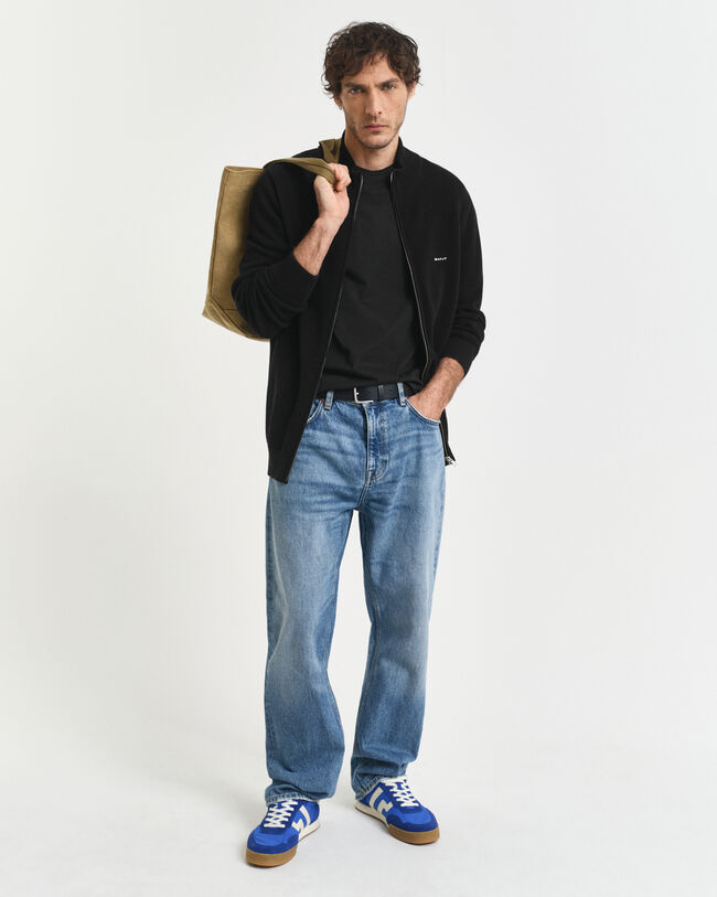 Strickjacke aus Baumwoll-Piqu&eacute;