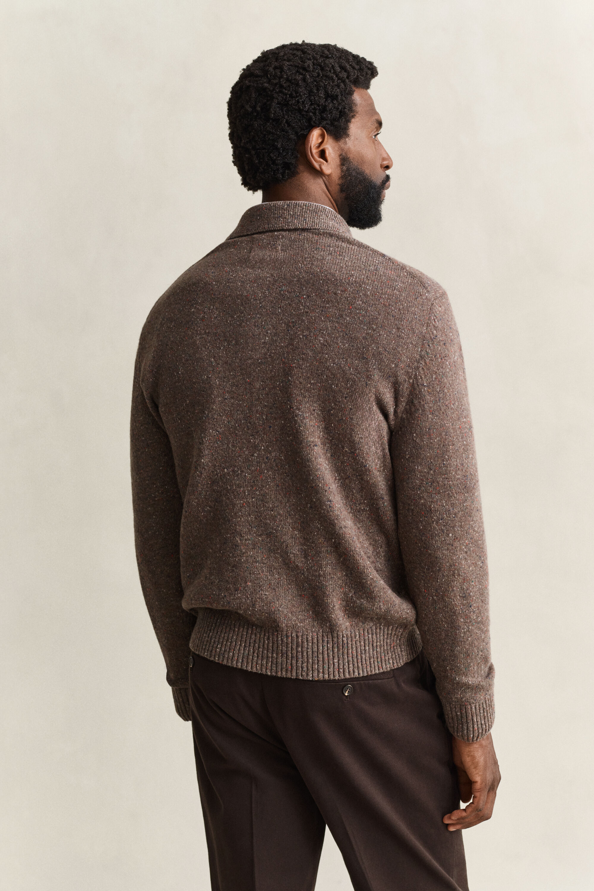Polopullover aus Wollmix mit Noppenstruktur