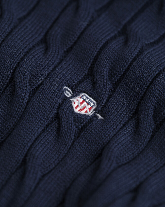 Teens Shield Zopfstrick Rundhalspullover aus Baumwolle