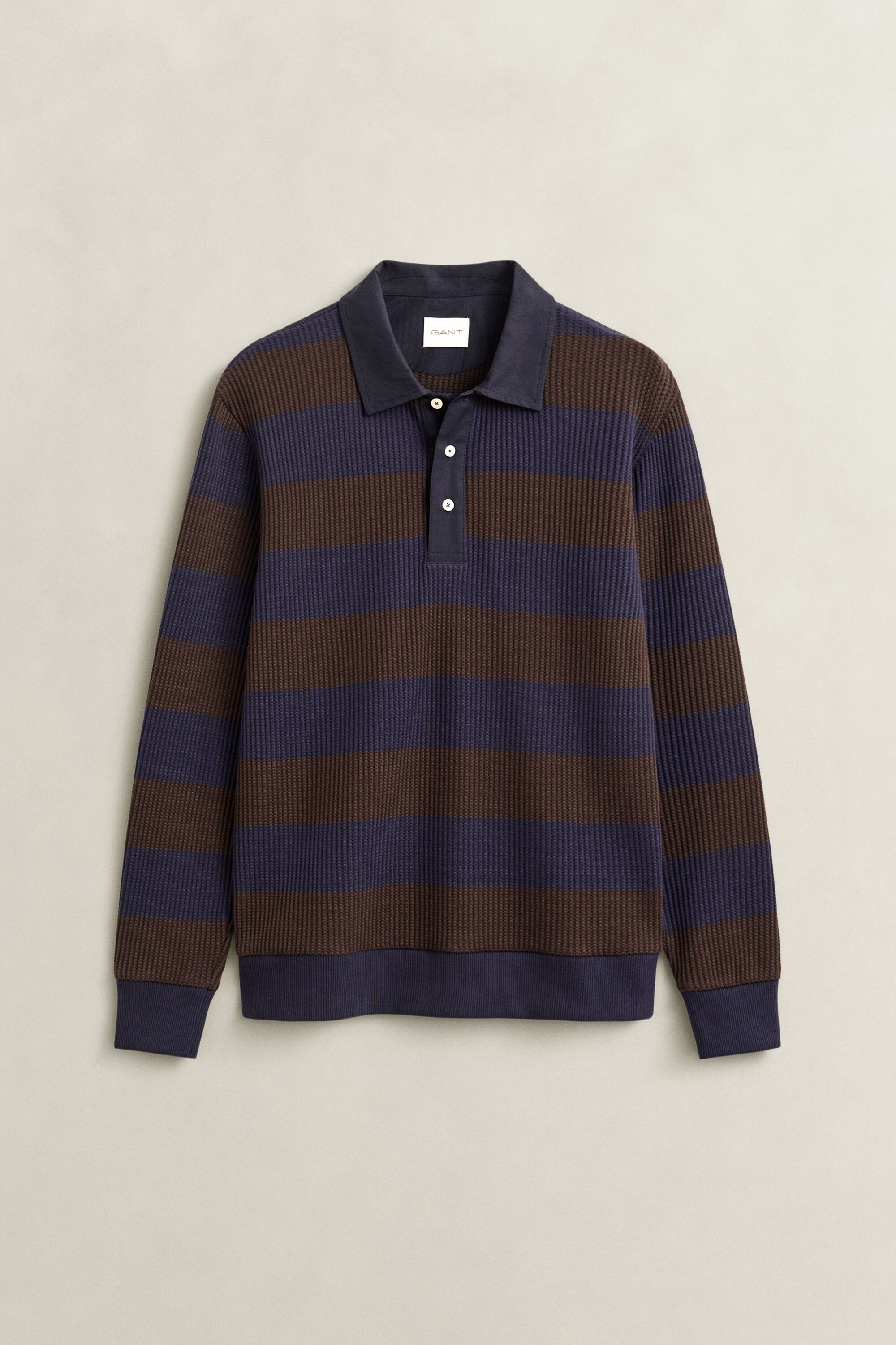 Gestreiftes Poloshirt mit Waffelstruktur