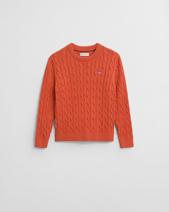 Kids Shield Zopfstrick Rundhalspullover aus Baumwolle