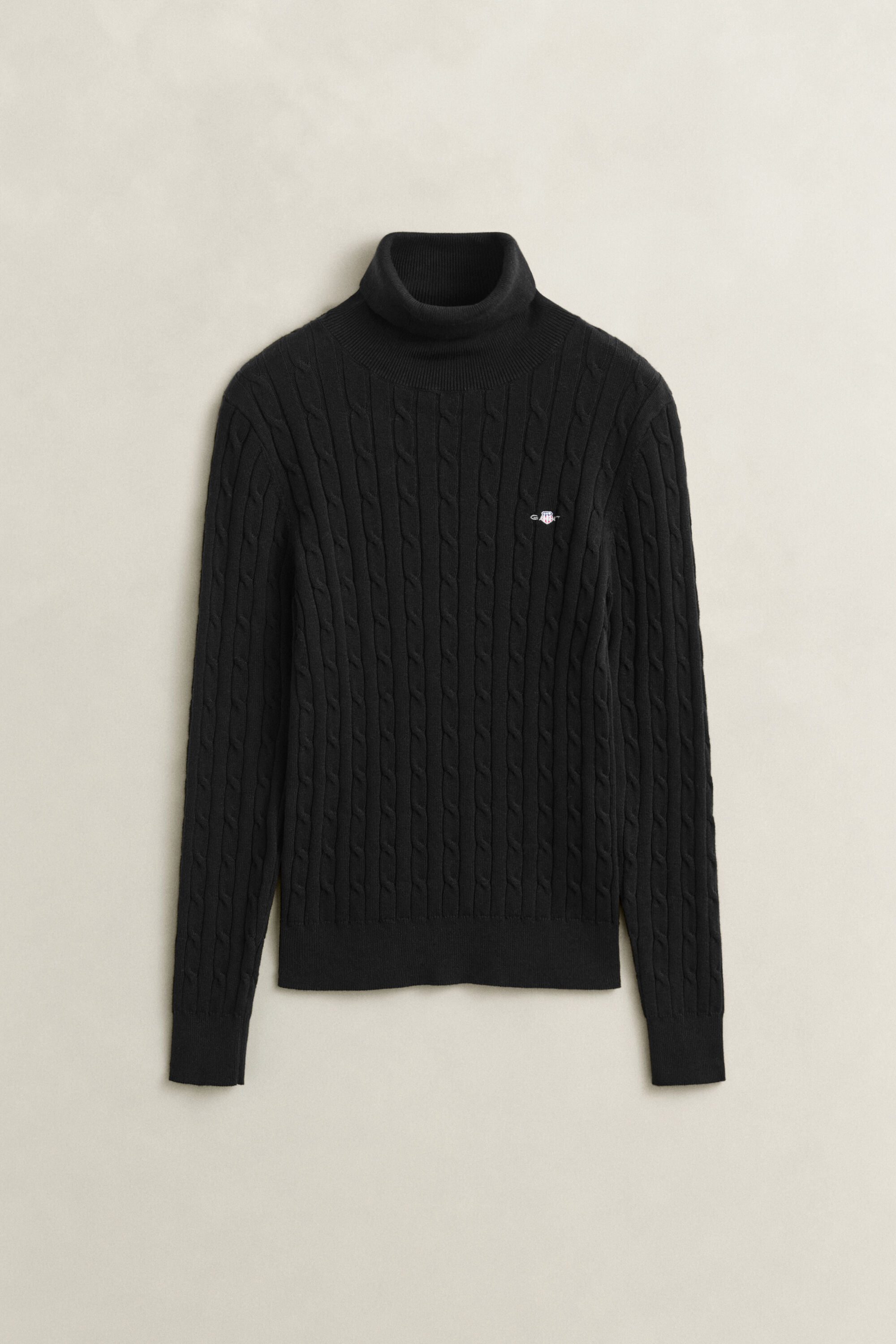Zopfstrick Rollkragenpullover aus Stretch-Baumwolle