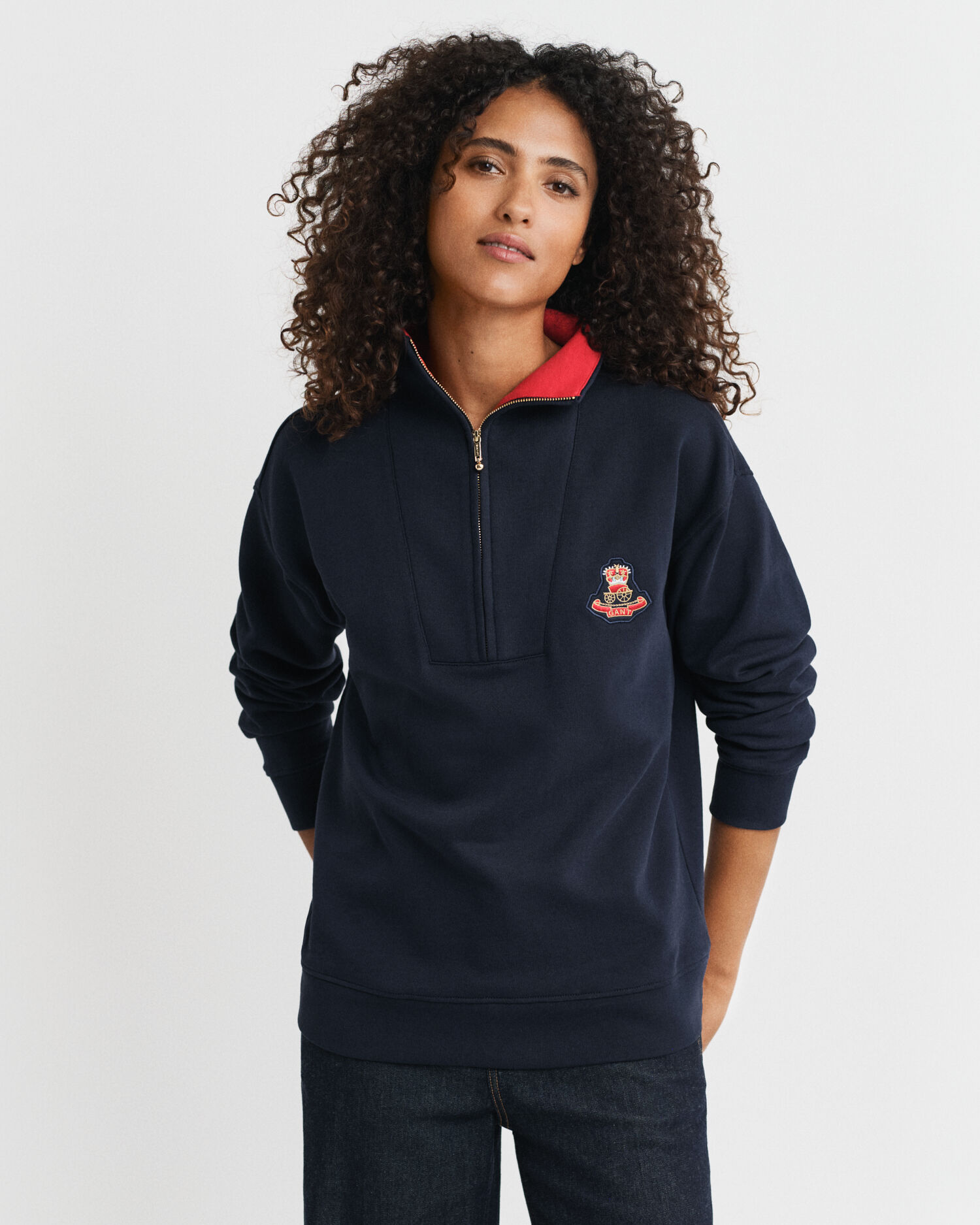 Crest Sweatshirt mit Reißverschlusskragen