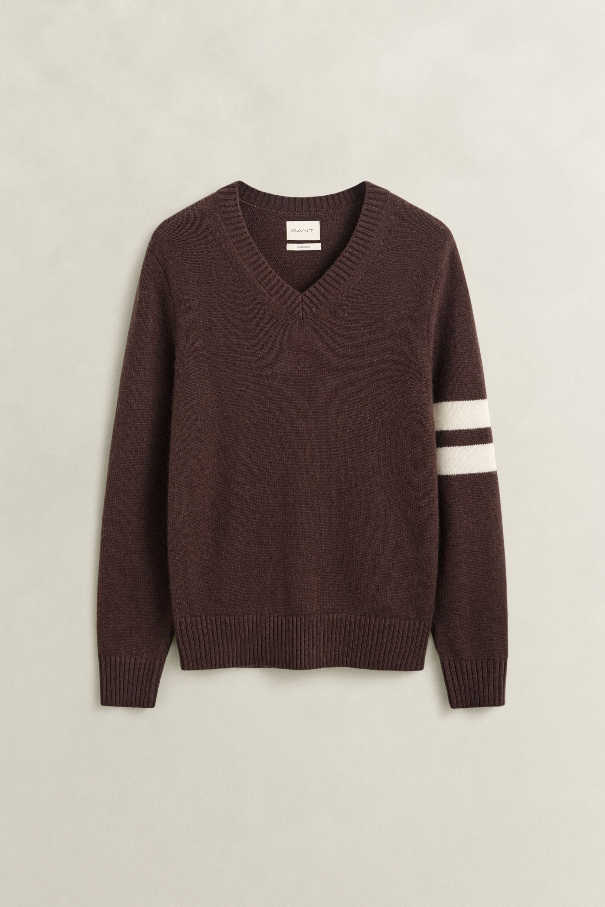 Gestreifter V-Neck Pullover aus Kaschmir
