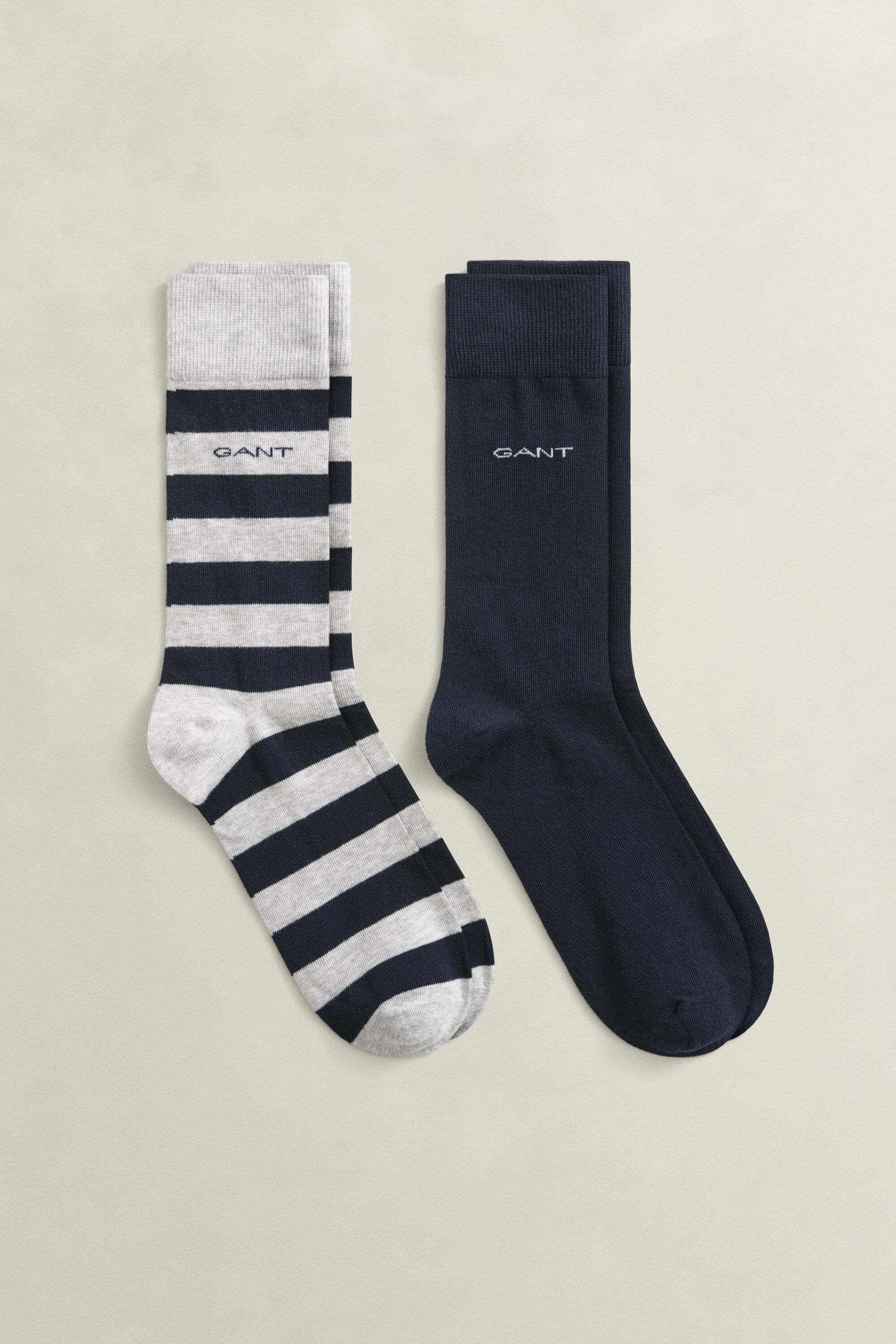 2er-Pack Socken Blockstreifen & Einfarbig