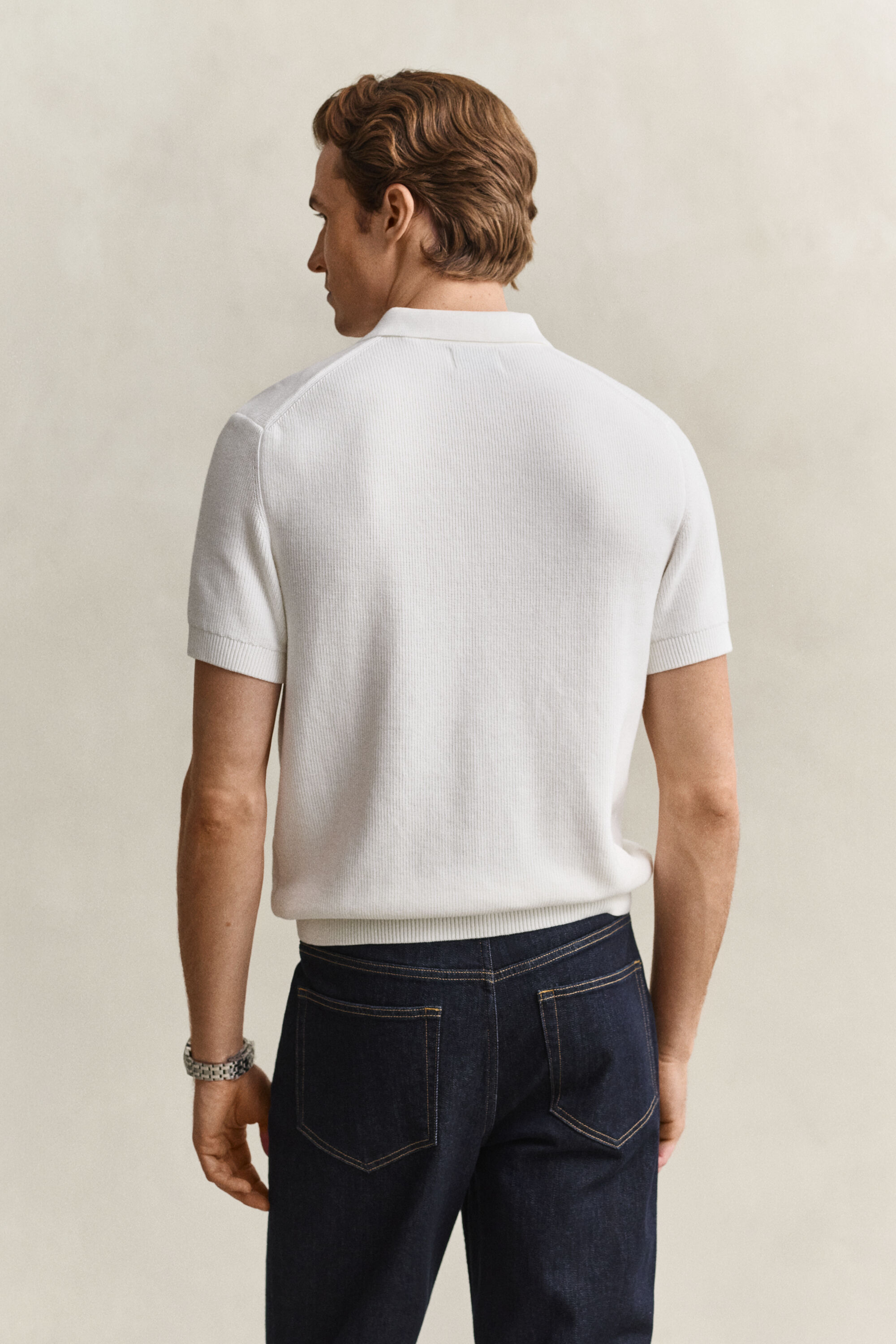Gerippter Polopullover aus Baumwolle