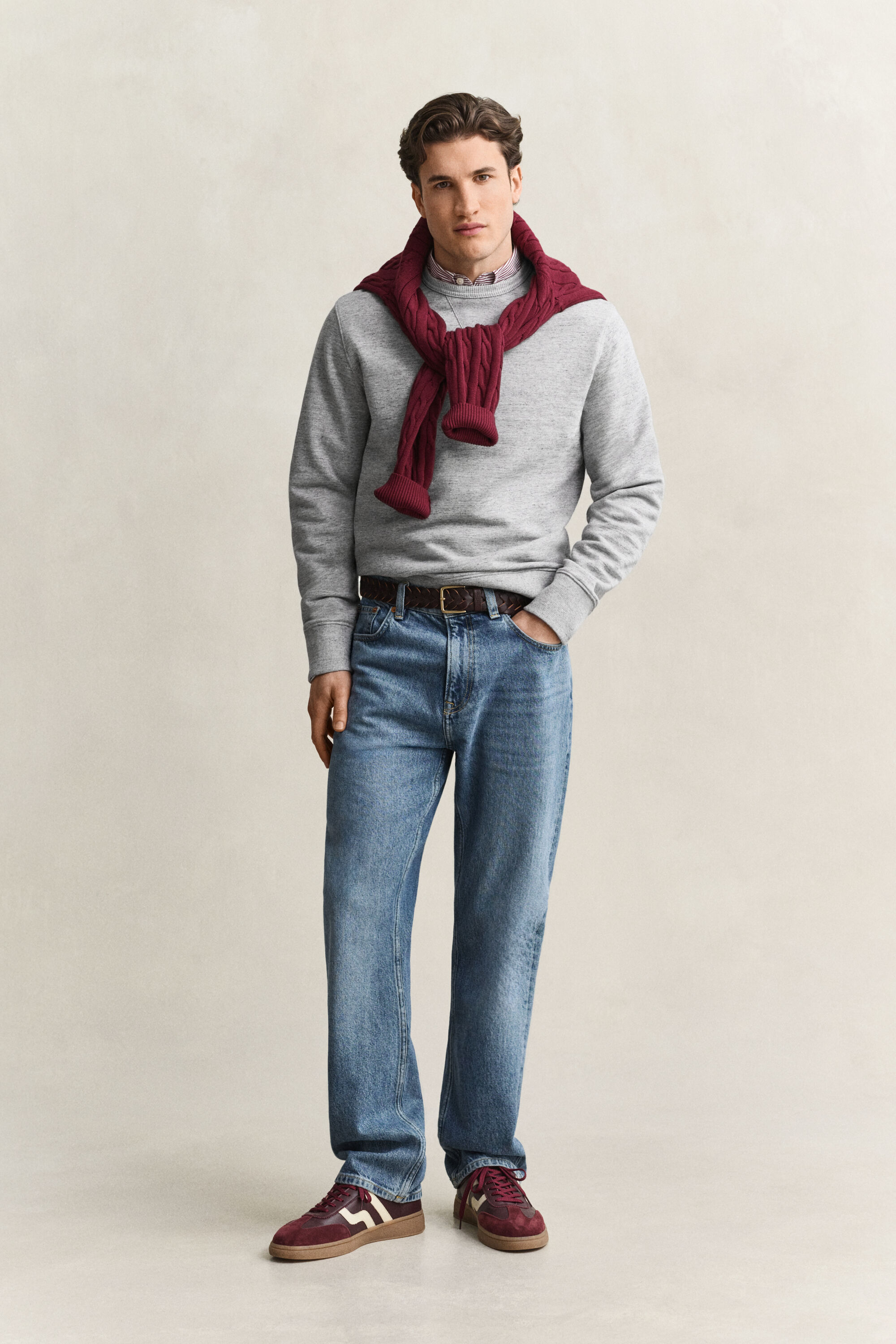 Meliertes Rundhals-Sweatshirt