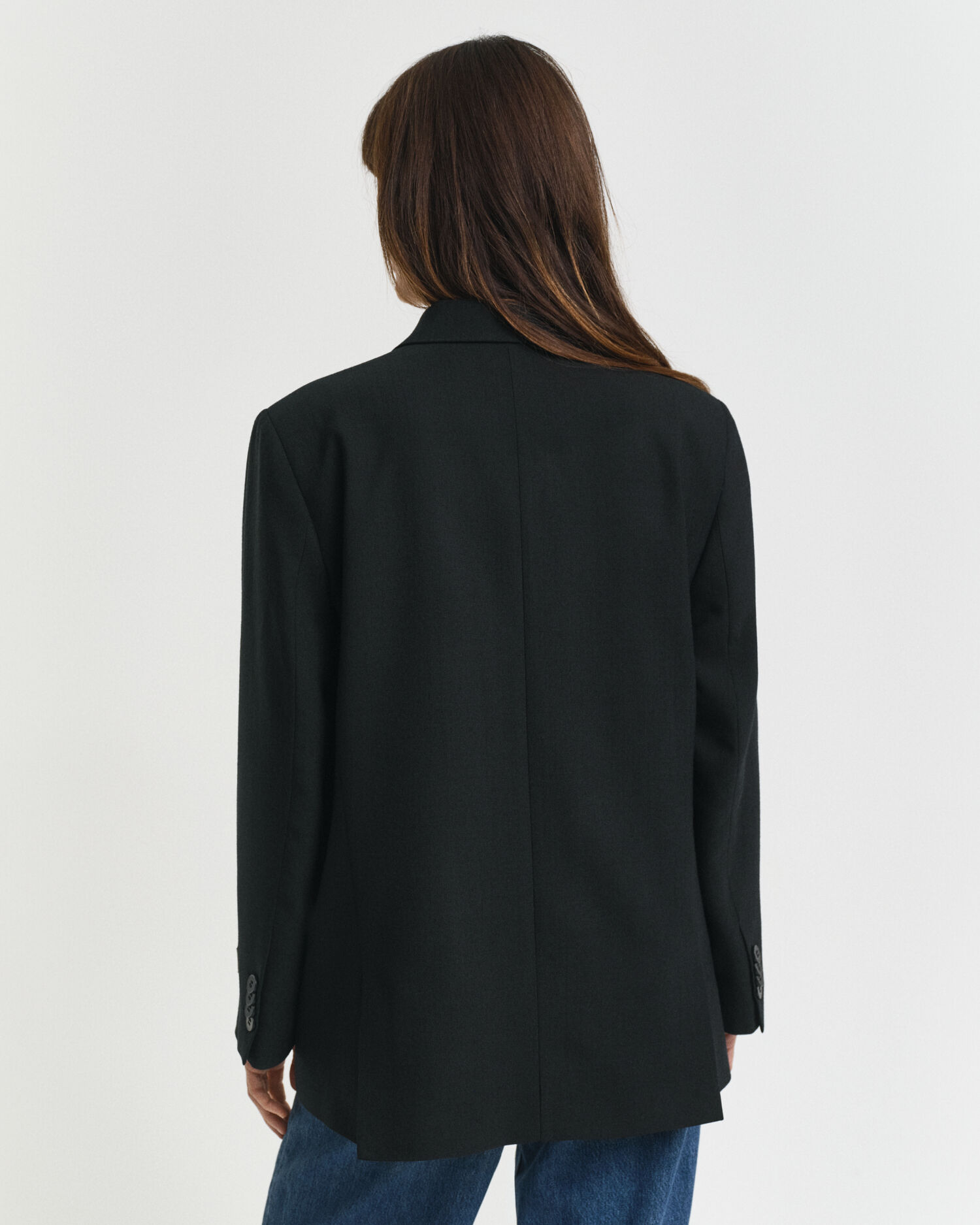 Zweireihiger Relaxed Fit Hopsack Blazer aus Wollgemisch