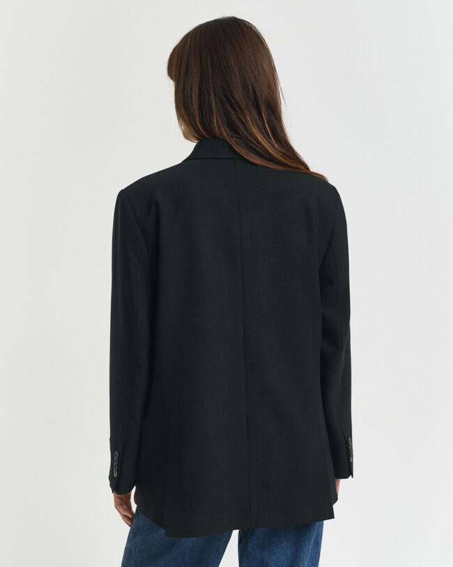 Zweireihiger Relaxed Fit Hopsack Blazer aus Wollgemisch