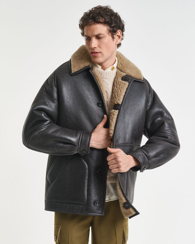 Shearling-Lederjacke