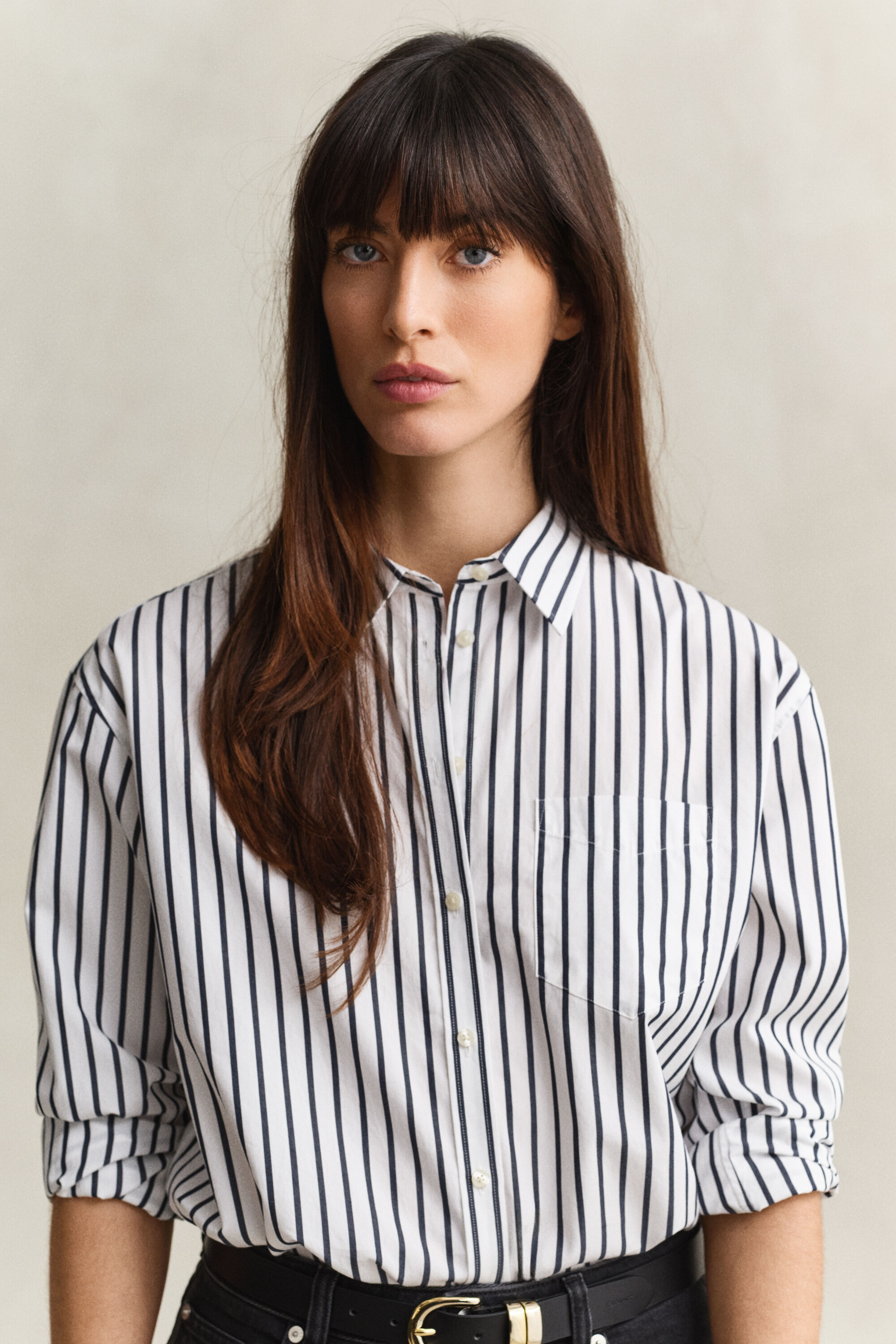 Relaxed Fit Classic Popeline-Bluse mit Streifen