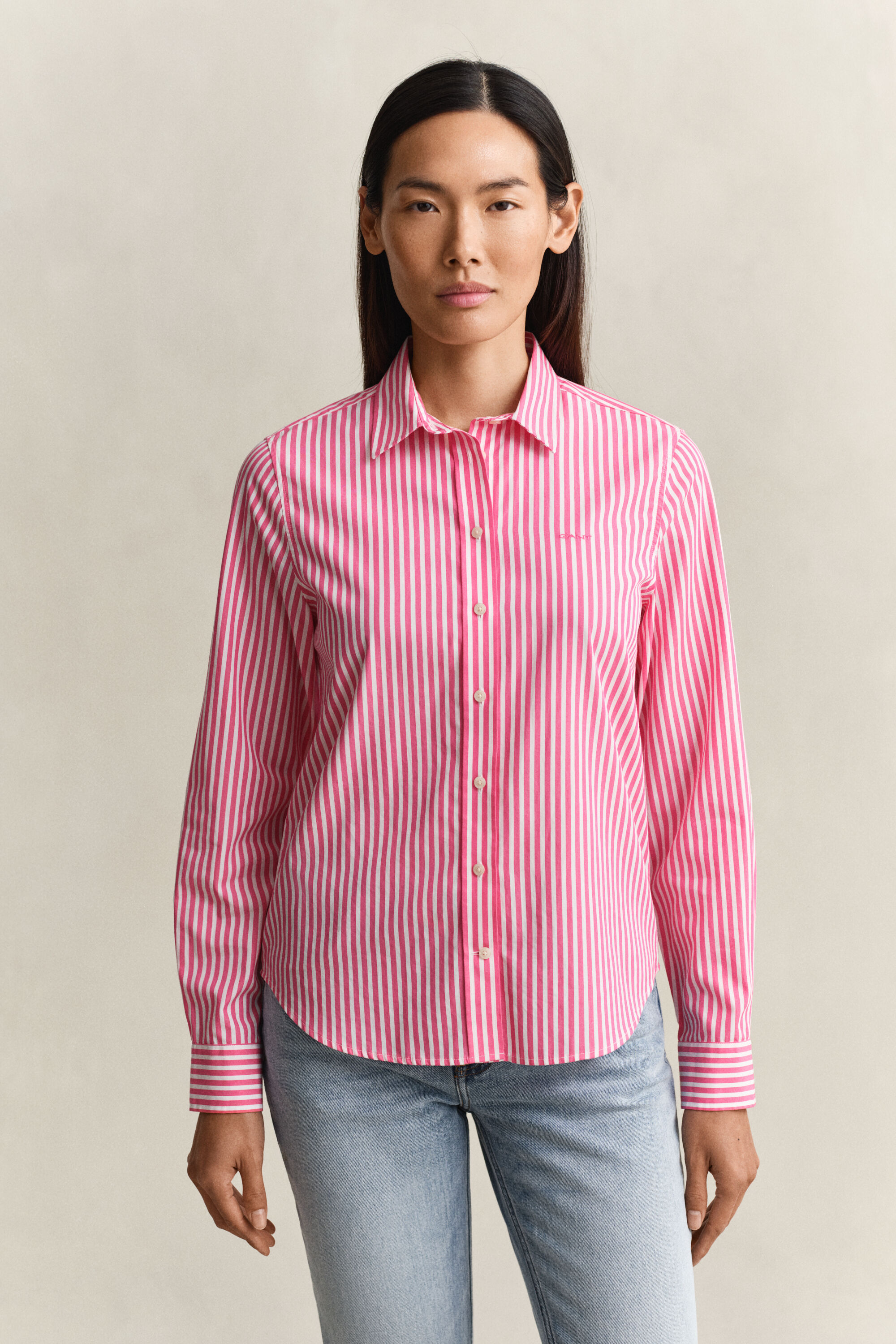 Regular Fit Classic Popeline-Bluse mit Streifen