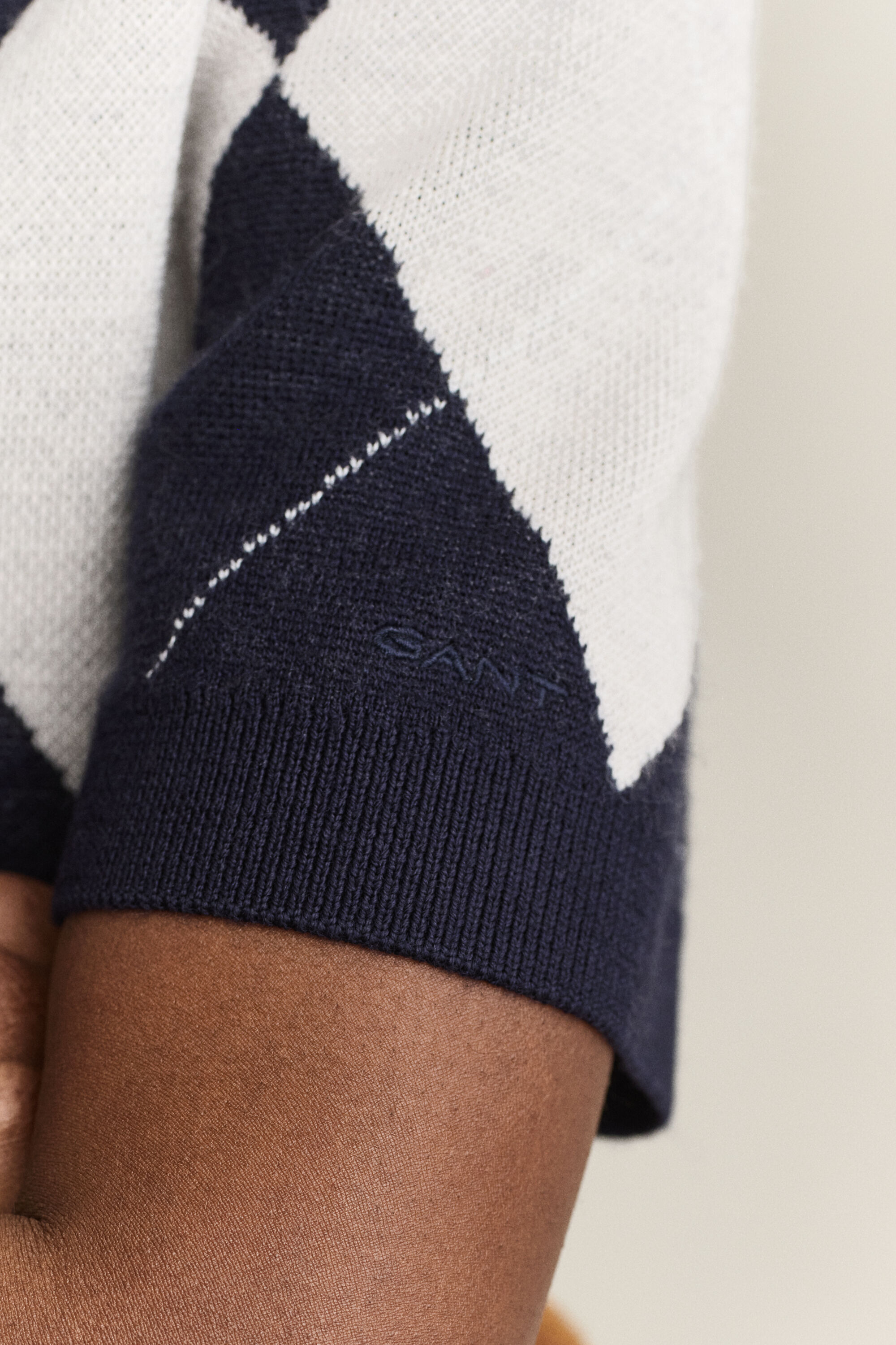 Argyle Kurzarmpullover aus Wolle