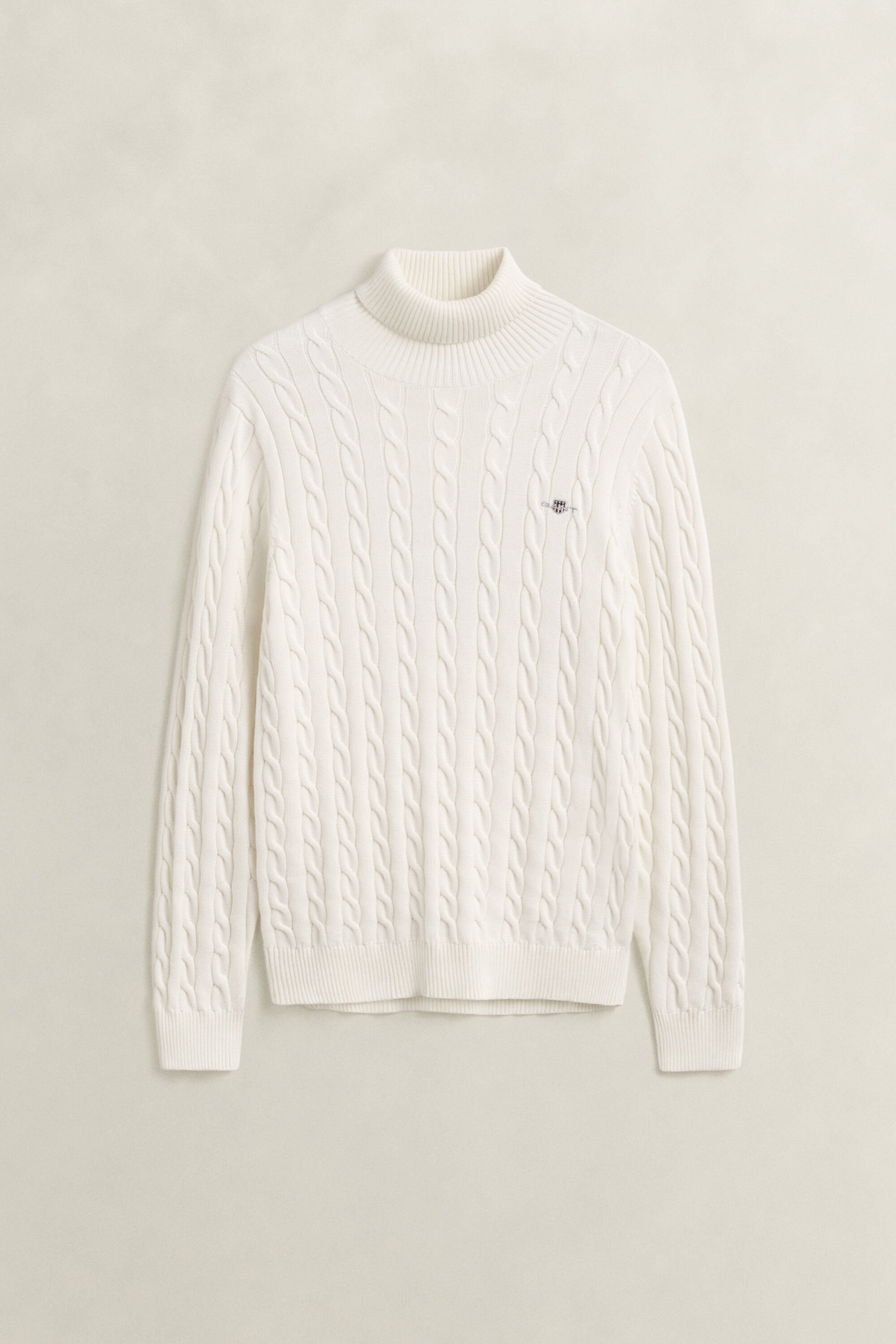 Zopfstrick Rollkragenpullover aus Baumwolle