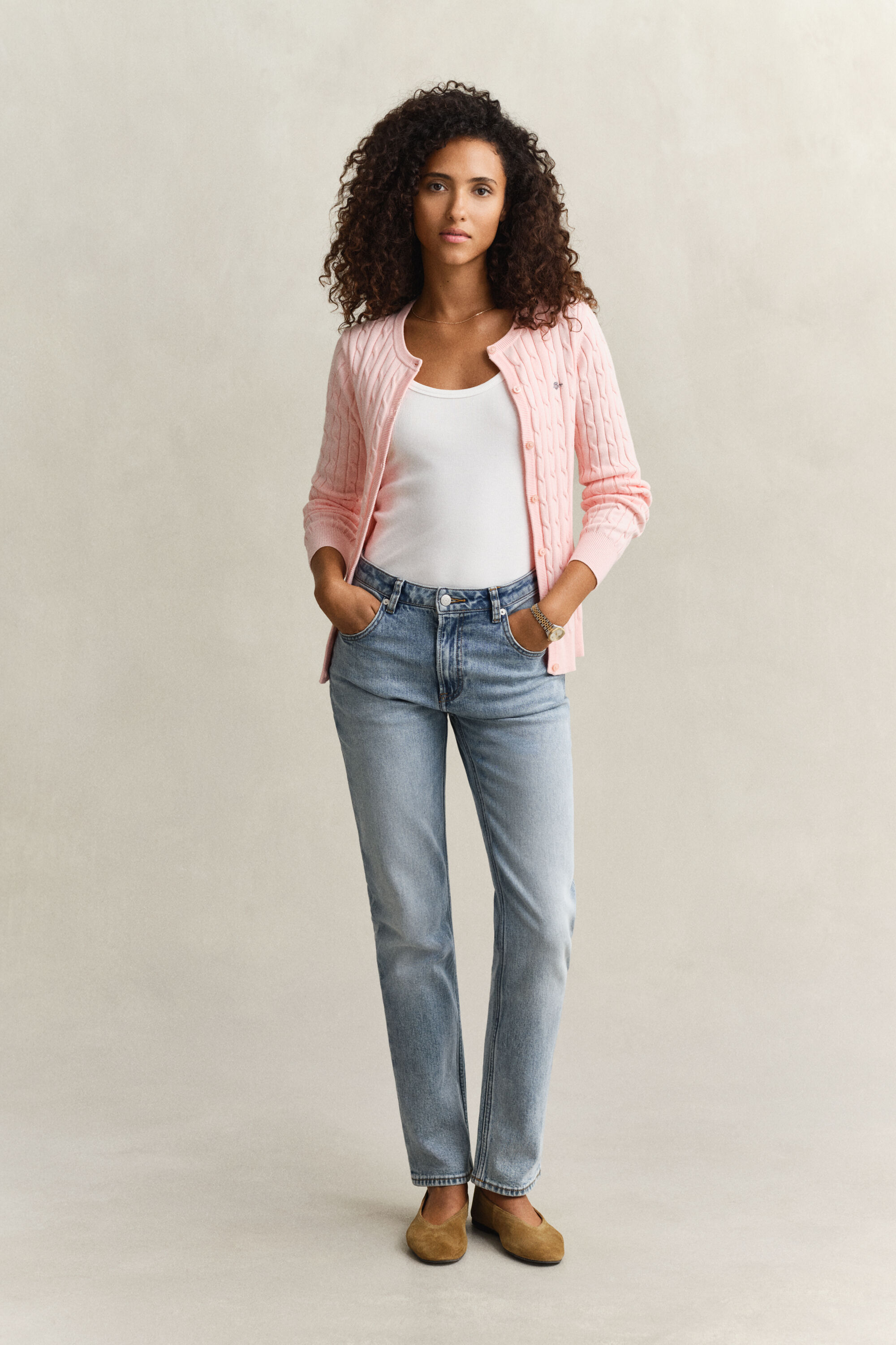 Strickjacke mit Zopfmuster