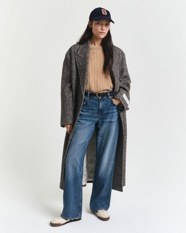 Zopfstrick Rundhalspullover aus Kaschmir