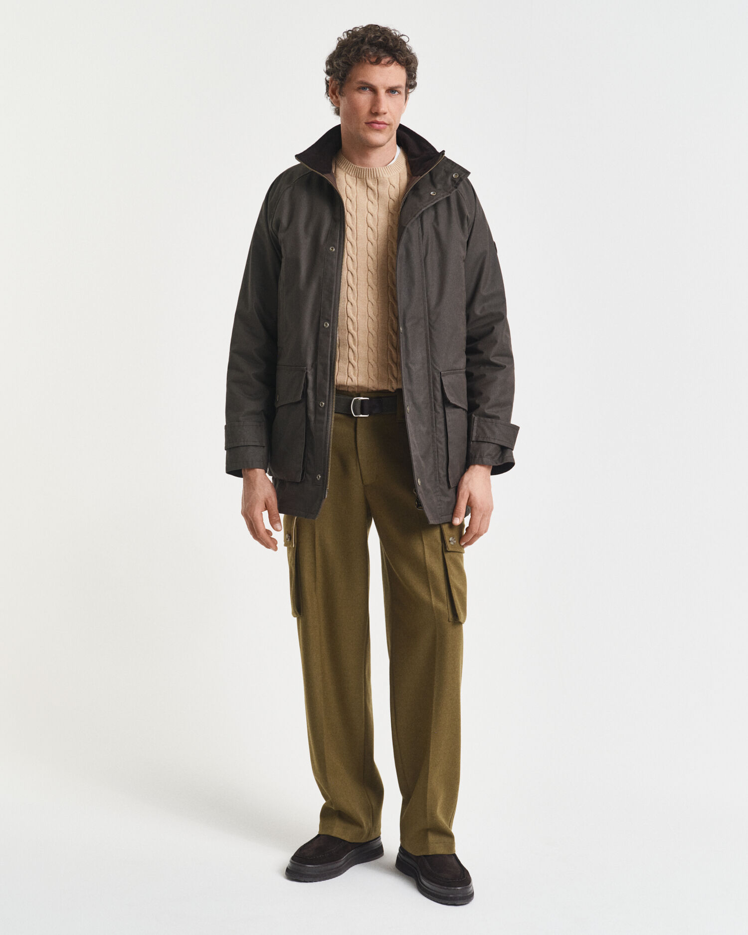 Zopfstrick Rundhalspullover aus Baumwolle