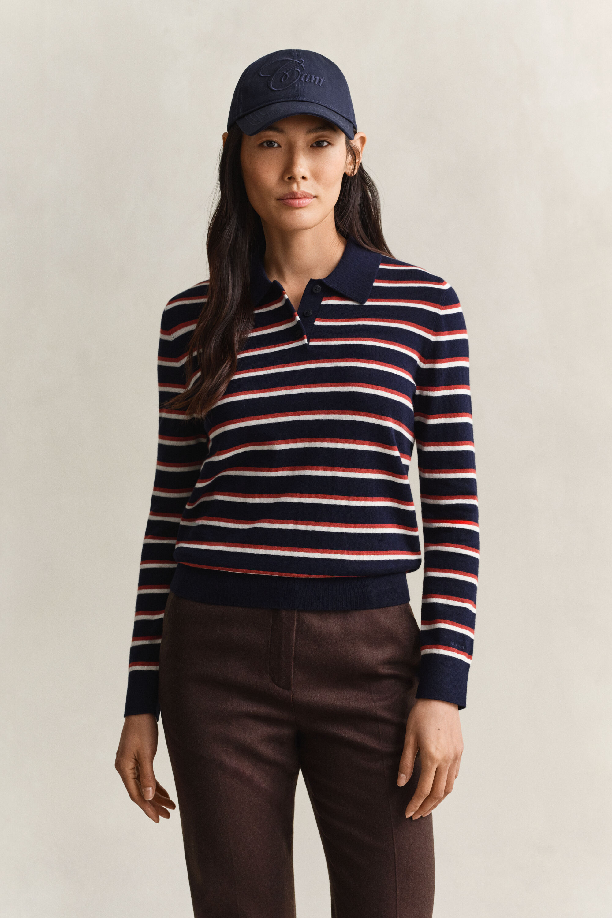 Gestreifter Feinstrickpullover