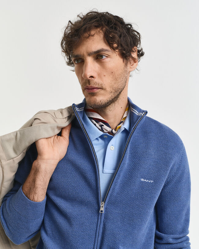 Strickjacke aus Baumwoll-Piqu&eacute;