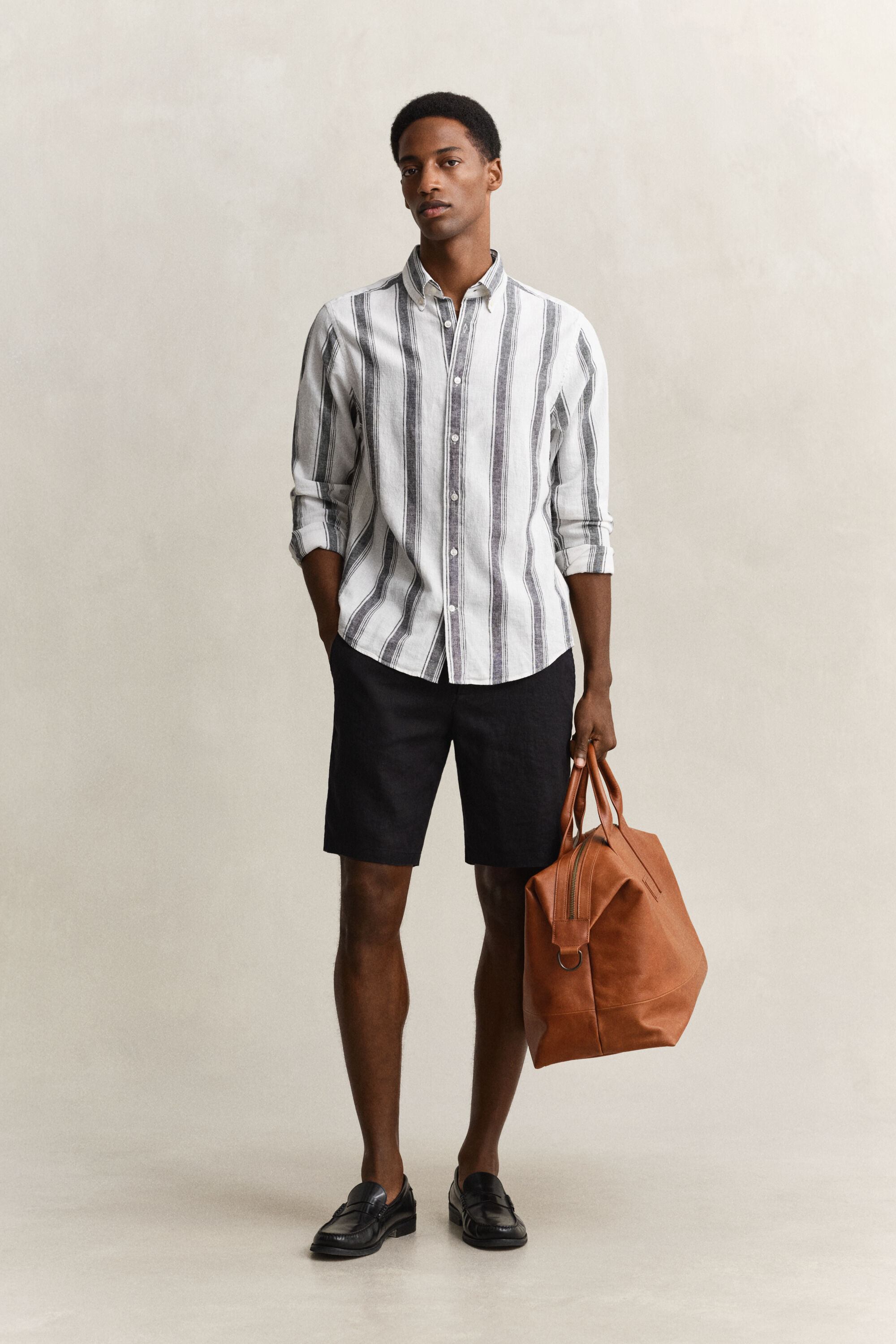 Gestreiftes Hemd aus Leinenmix