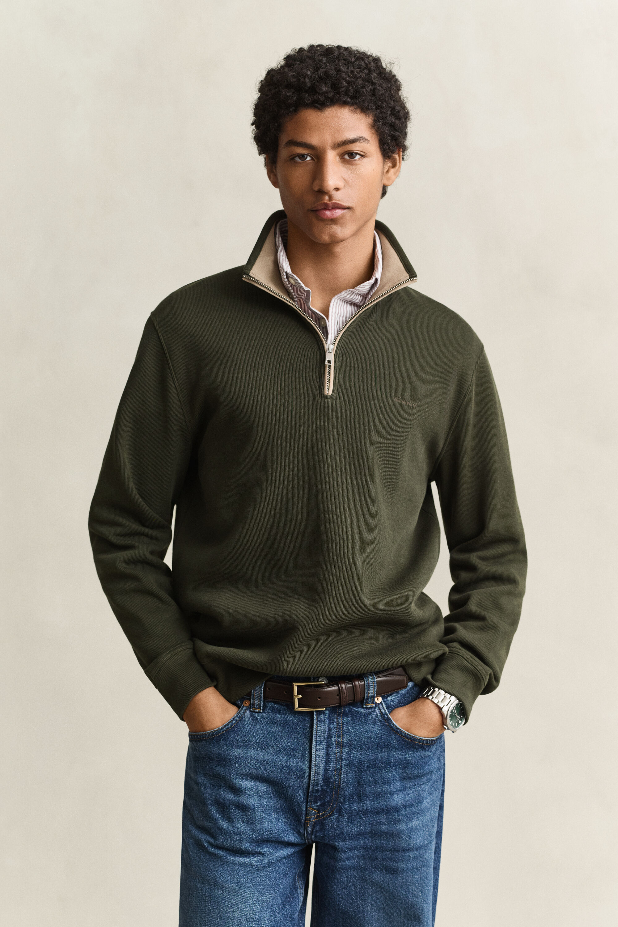 Sacker Rib Sweatshirt mit Reißverschlusskragen