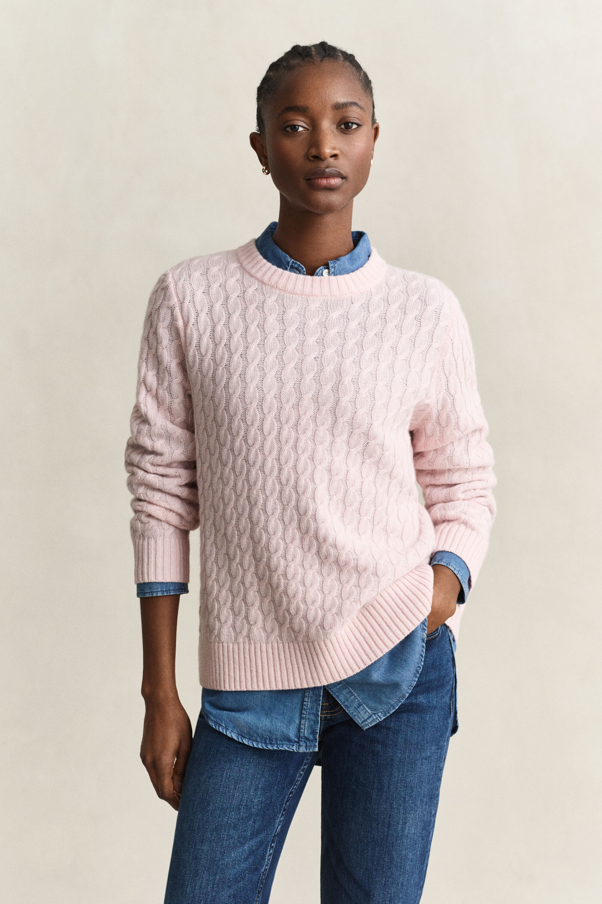 Zopfstrickpullover aus Kaschmir