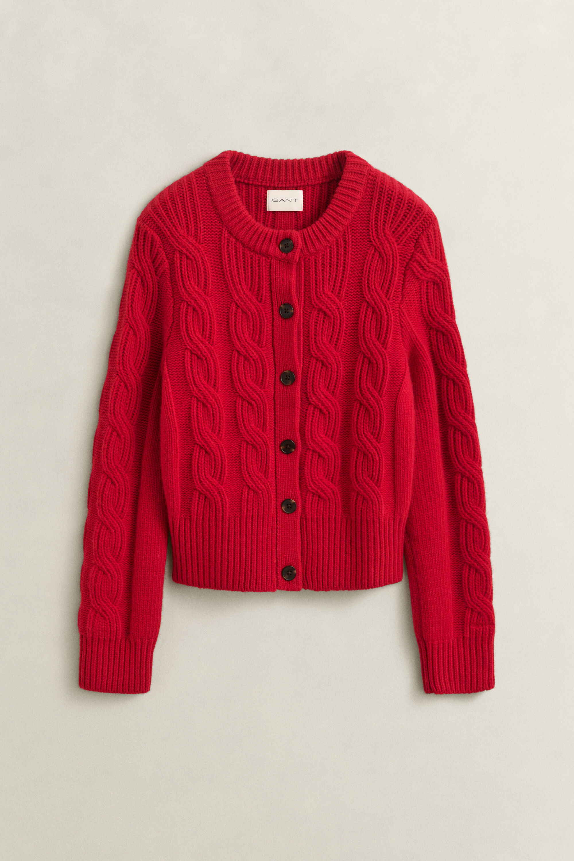 Strickjacke mit Zopfmuster aus Wollmix