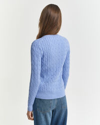 Strickjacke aus Stretch-Baumwolle mit Zopfmuster