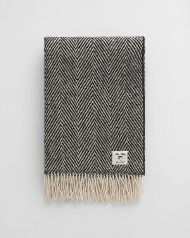 Wolldecke mit Fischgr&auml;tmuster