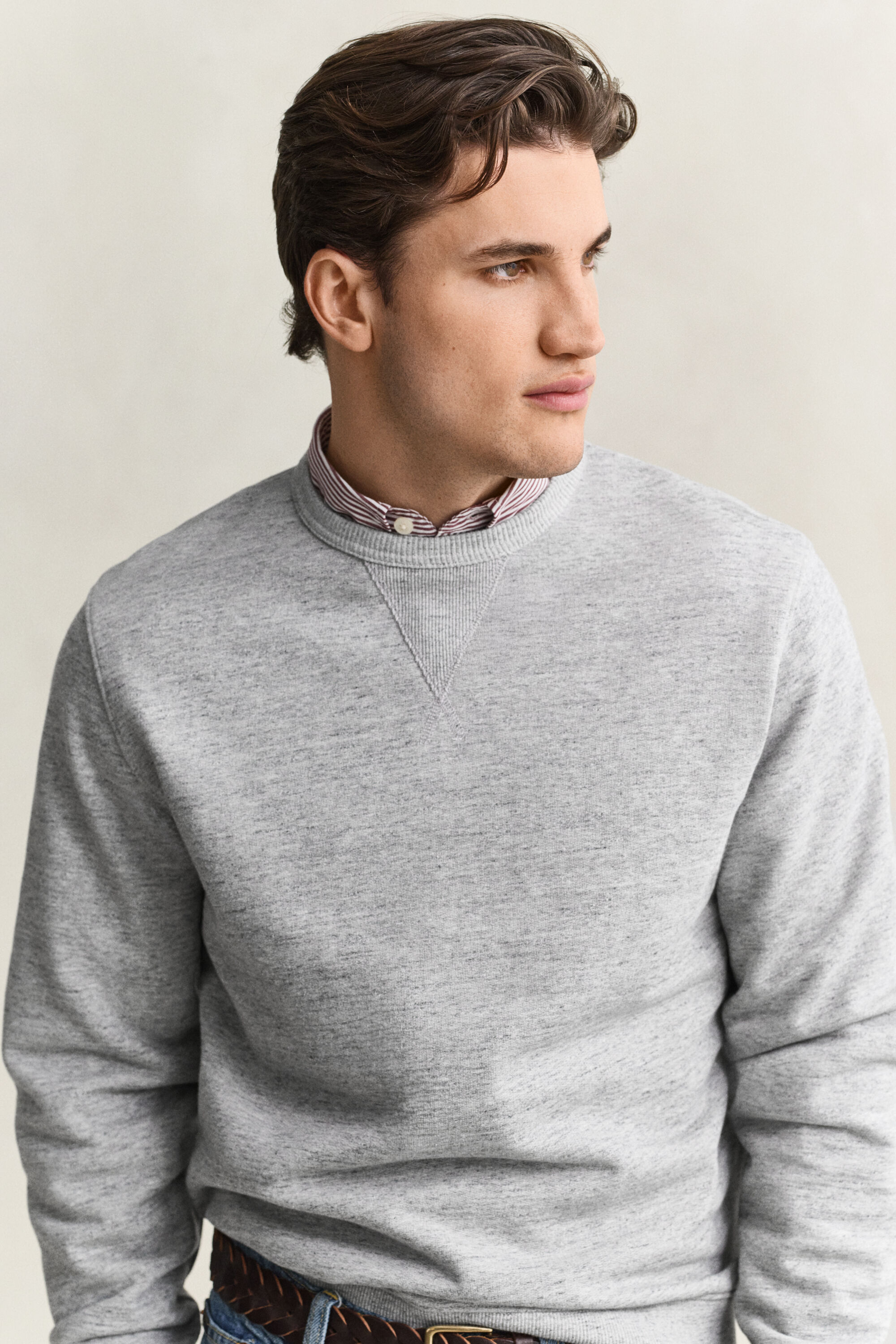 Meliertes Rundhals-Sweatshirt