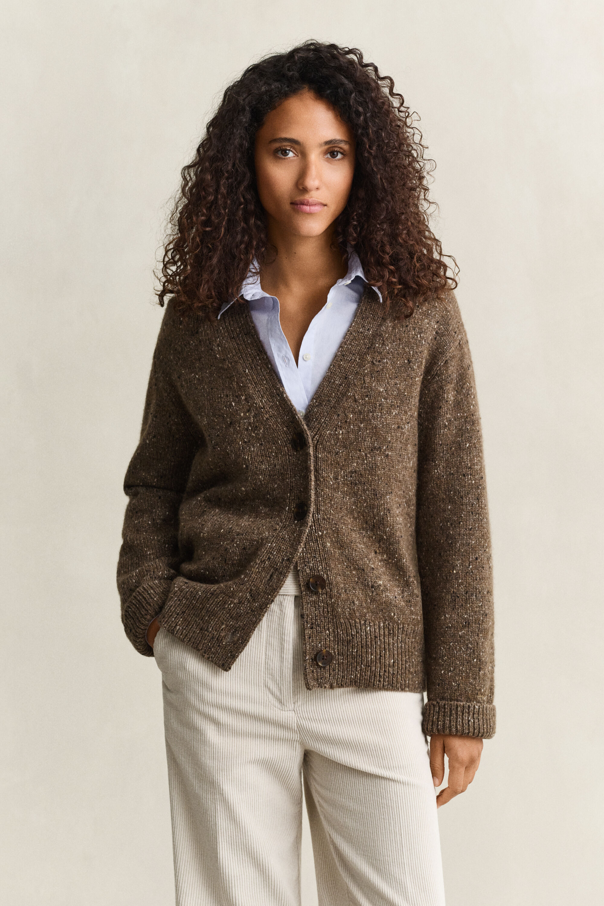 Strickjacke aus Wollmix mit Noppenstruktur