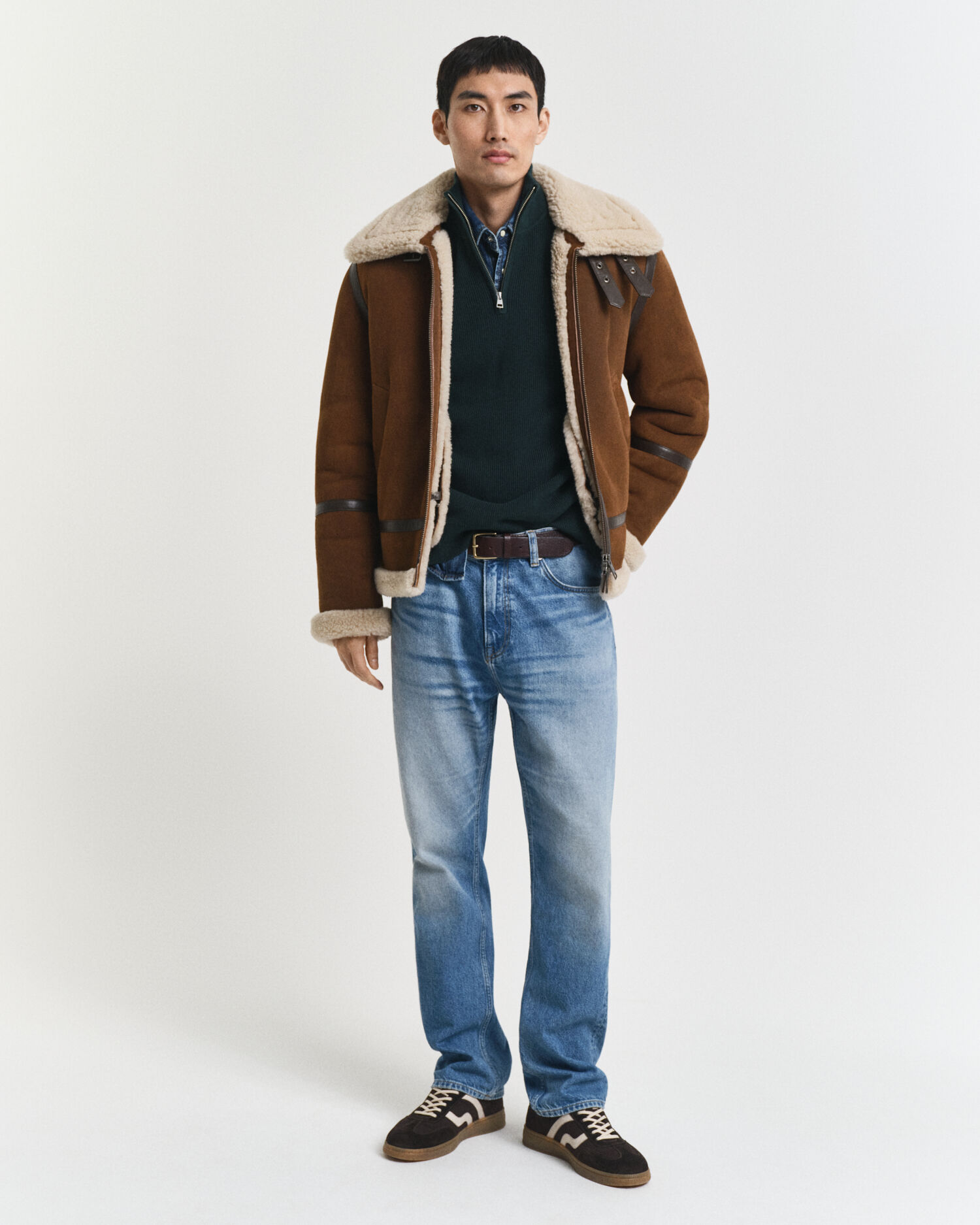 Gerippter Troyer aus Baumwoll-Merinowoll-Gemisch