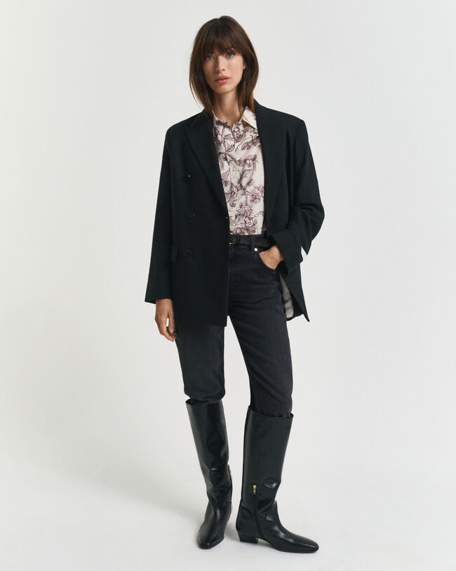 Regular Fit Bluse aus Baumwoll-Voile mit Baum-Print