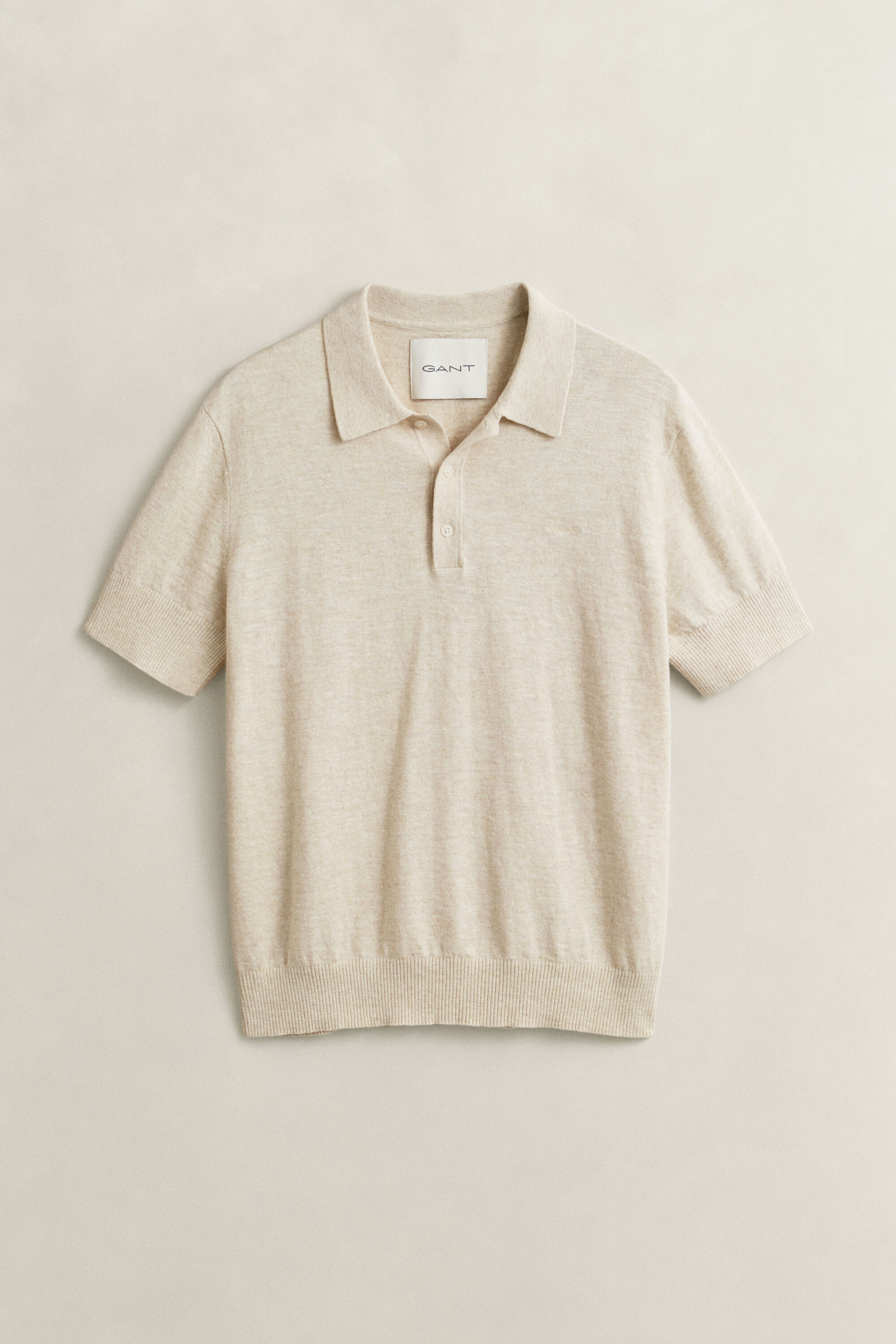 Kurzarm-Polopullover aus Baumwollmix-Flammgarn