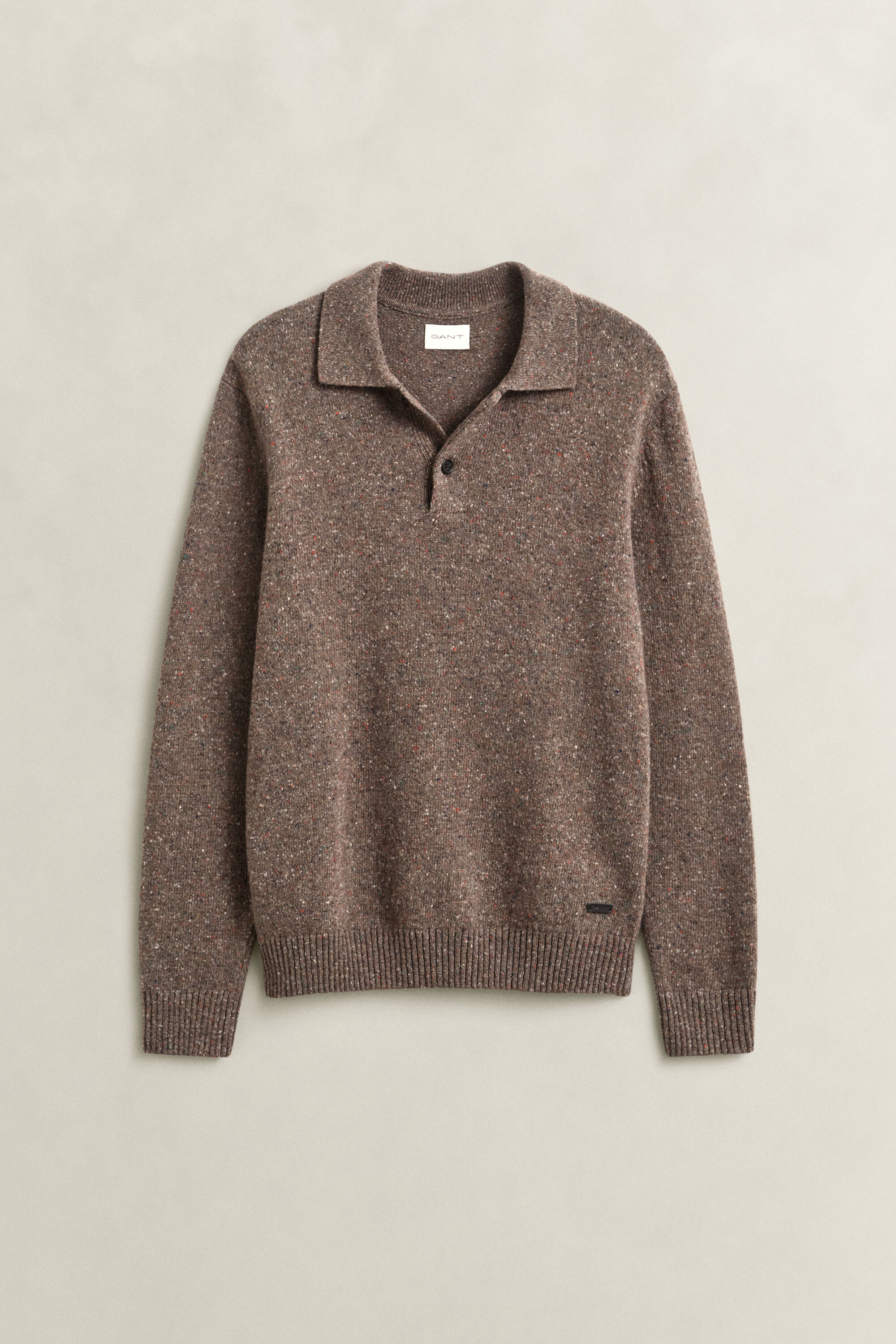 Polopullover aus Wollmix mit Noppenstruktur