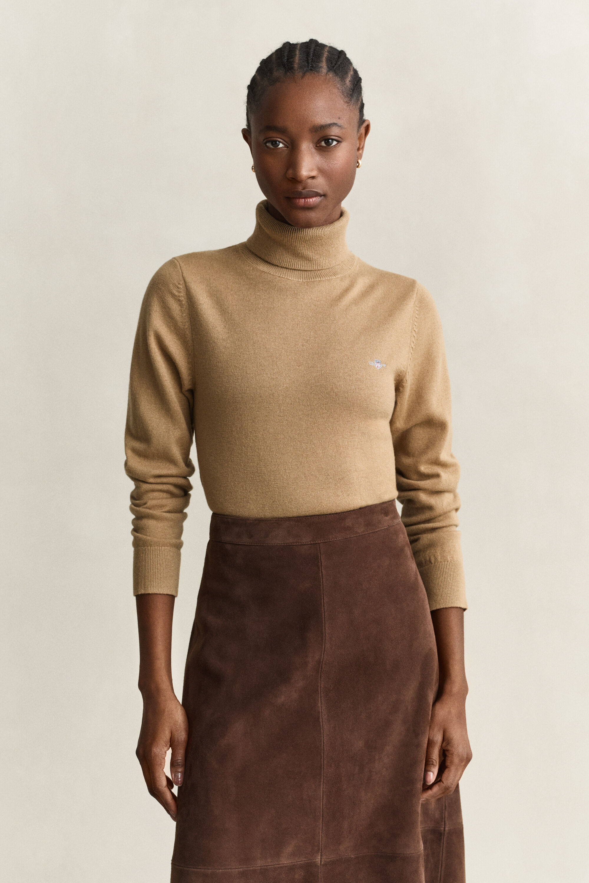 Rollkragenpullover aus Wolle und Biobaumwolle
