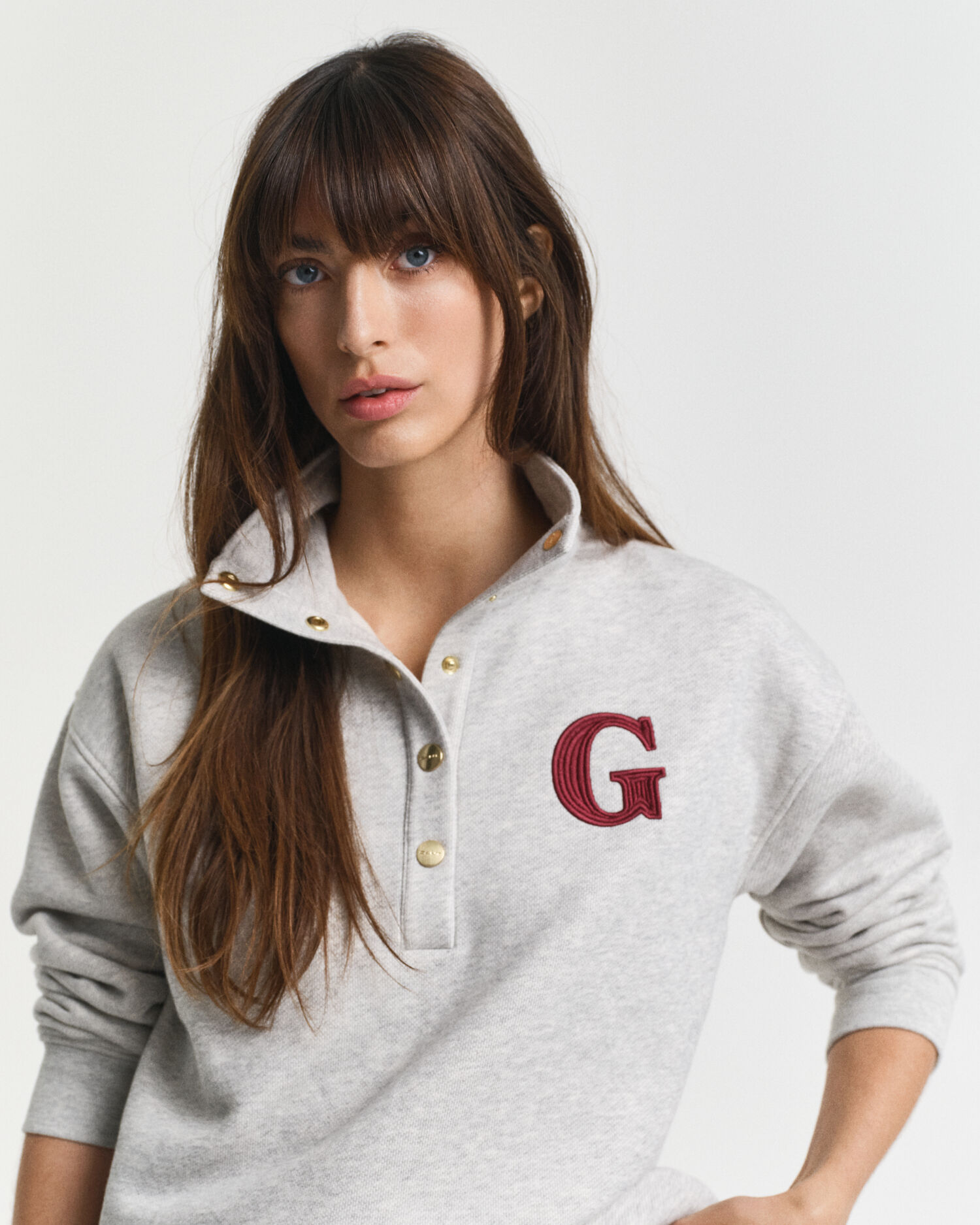 G-Badge Sweatshirt mit halblanger Knopfleiste