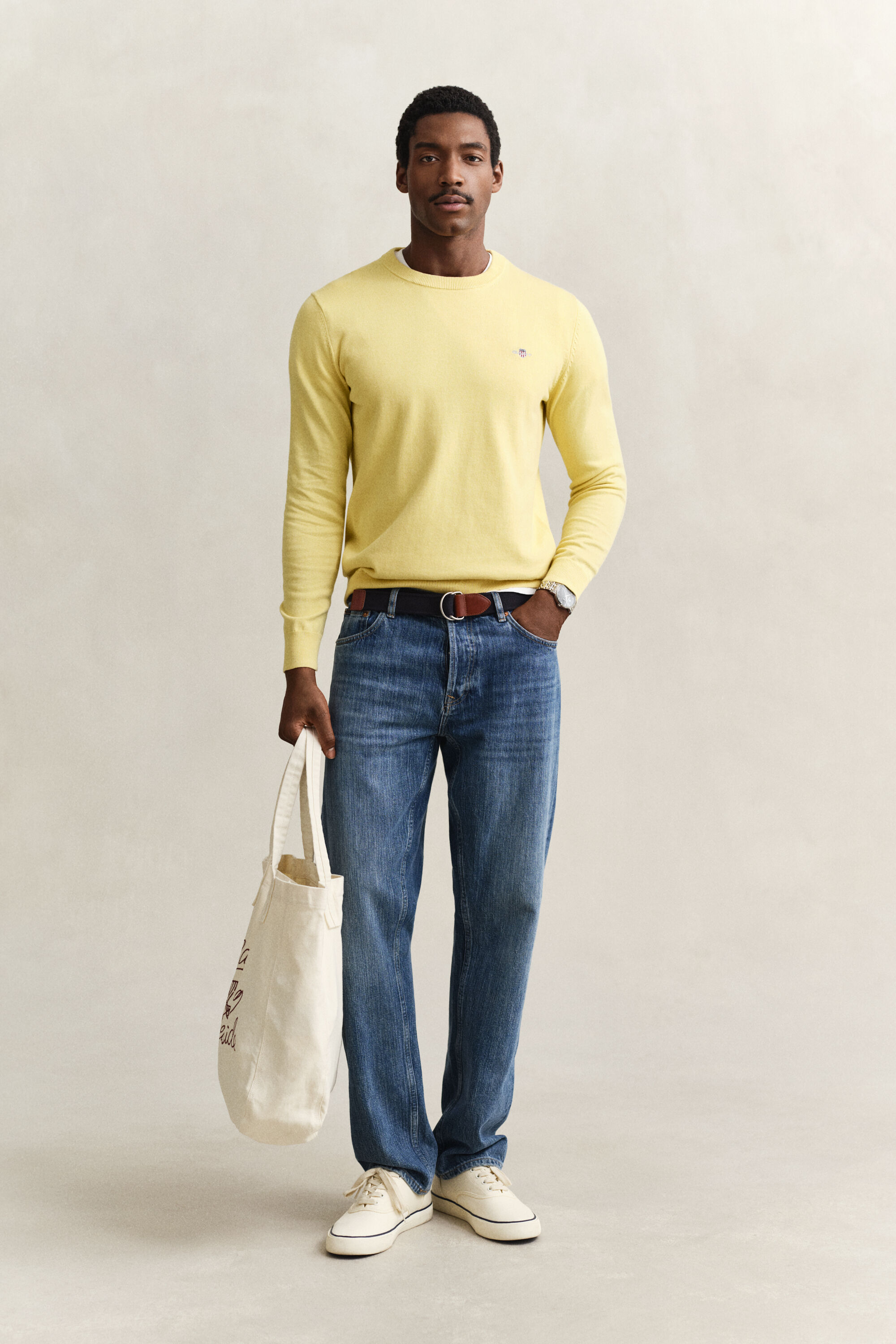 Rundhalspullover aus Baumwolle