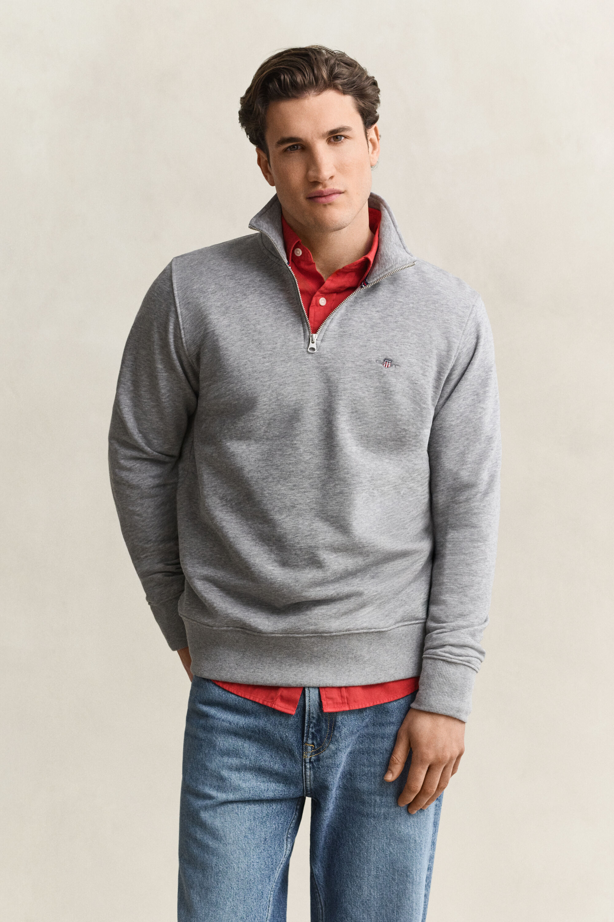 Shield Sweatshirt mit halblangem Reißverschluss