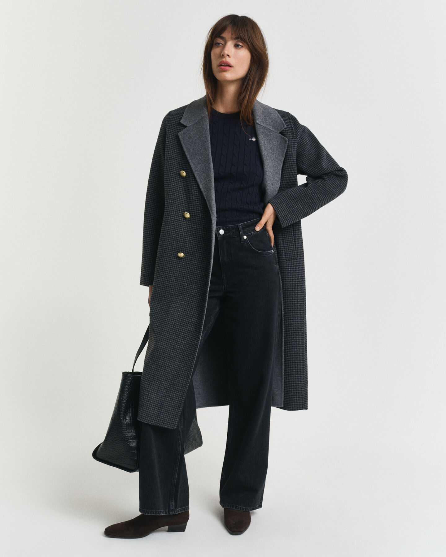 Zopfstrick-Pullover aus Stretch-Baumwolle