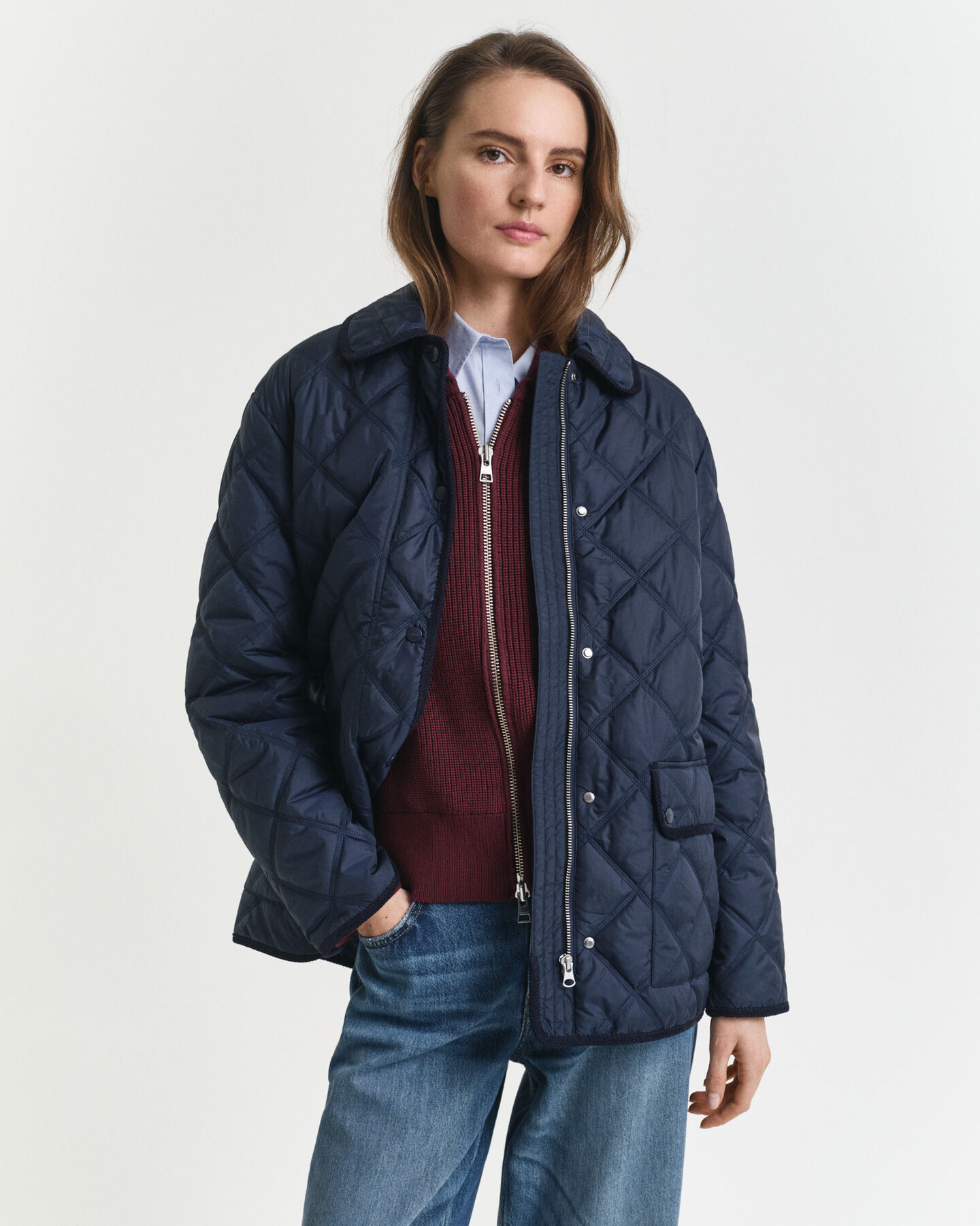 Steppjacke mit Cordbesatz