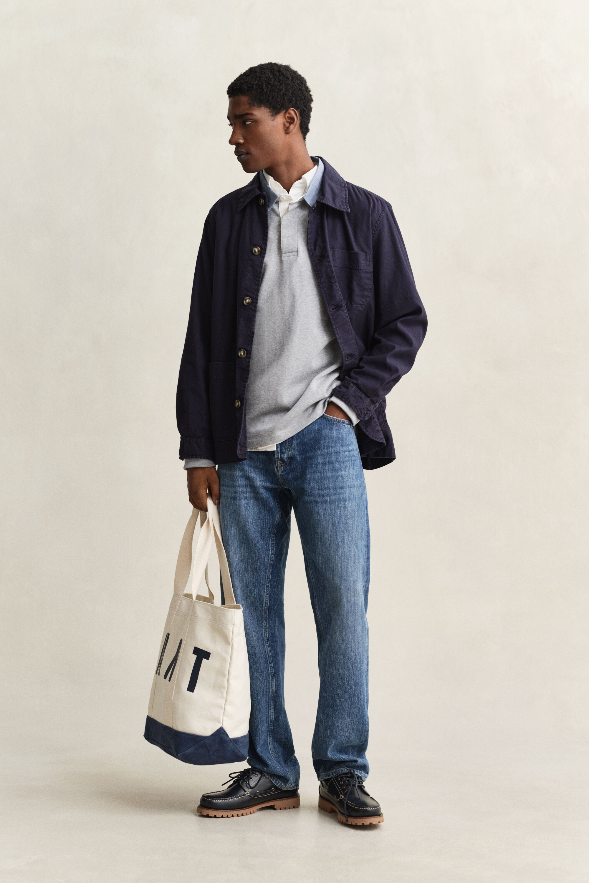 Heavy Rugger mit Chambray-Kragen