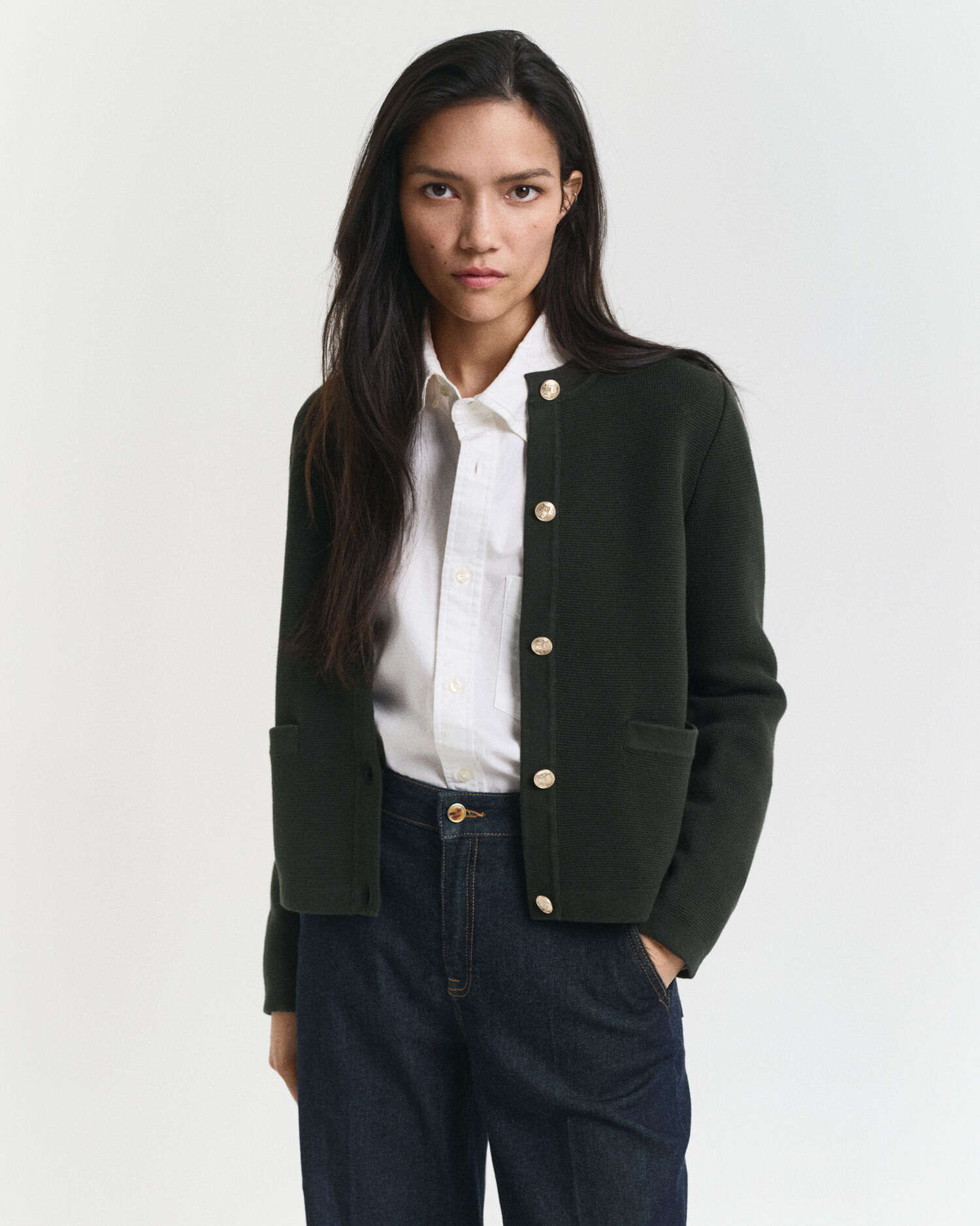 Kontrast Strickjacke