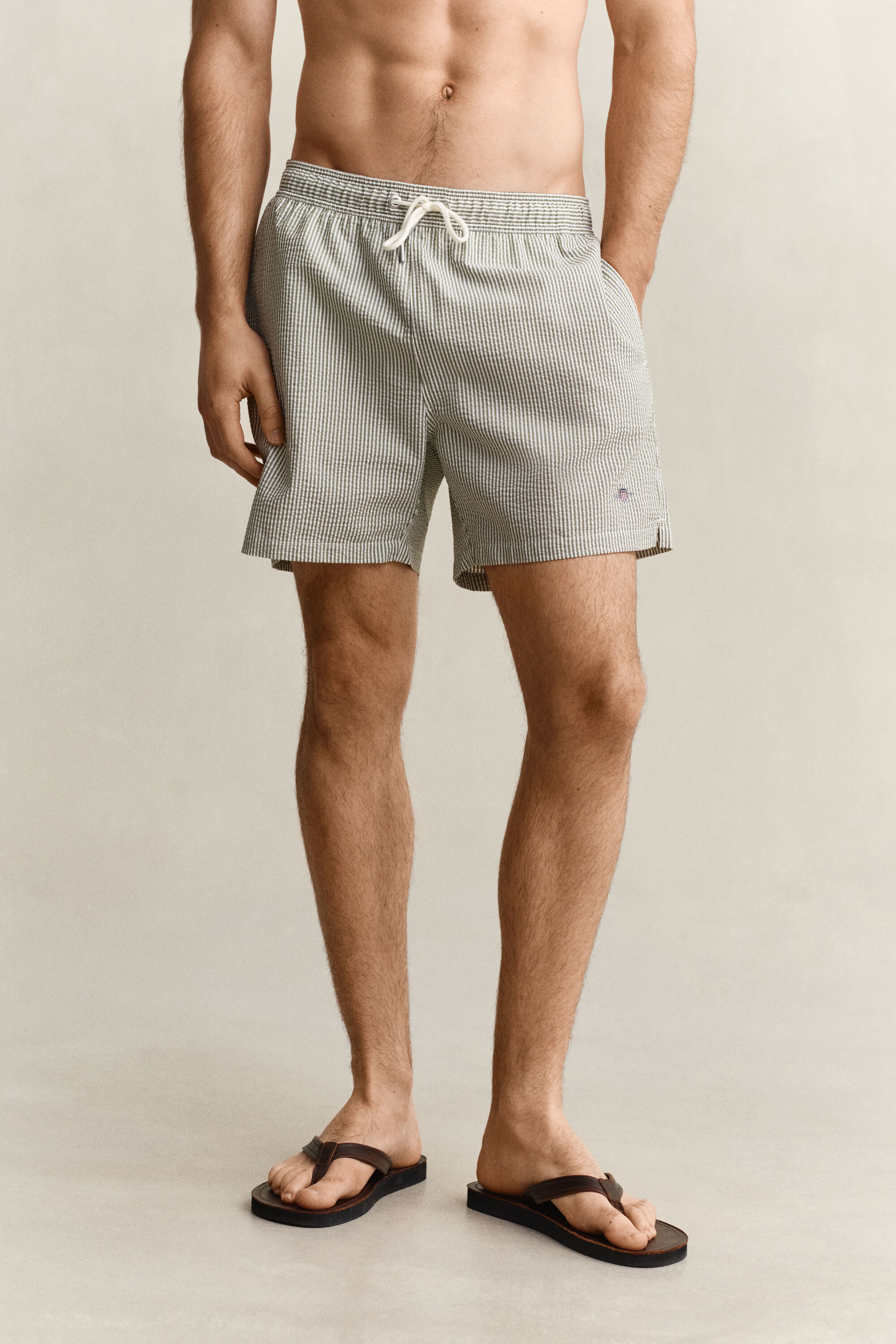 Gestreifte Seersucker Badeshorts