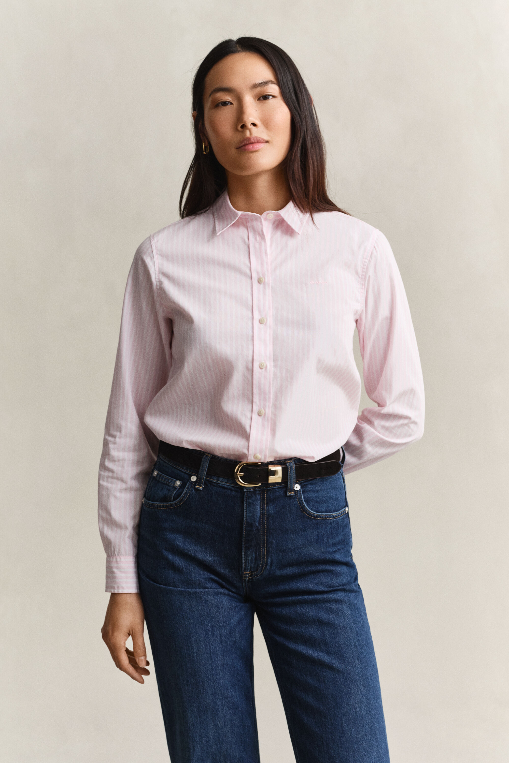 Popeline-Bluse im Regular Fit mit Streifen