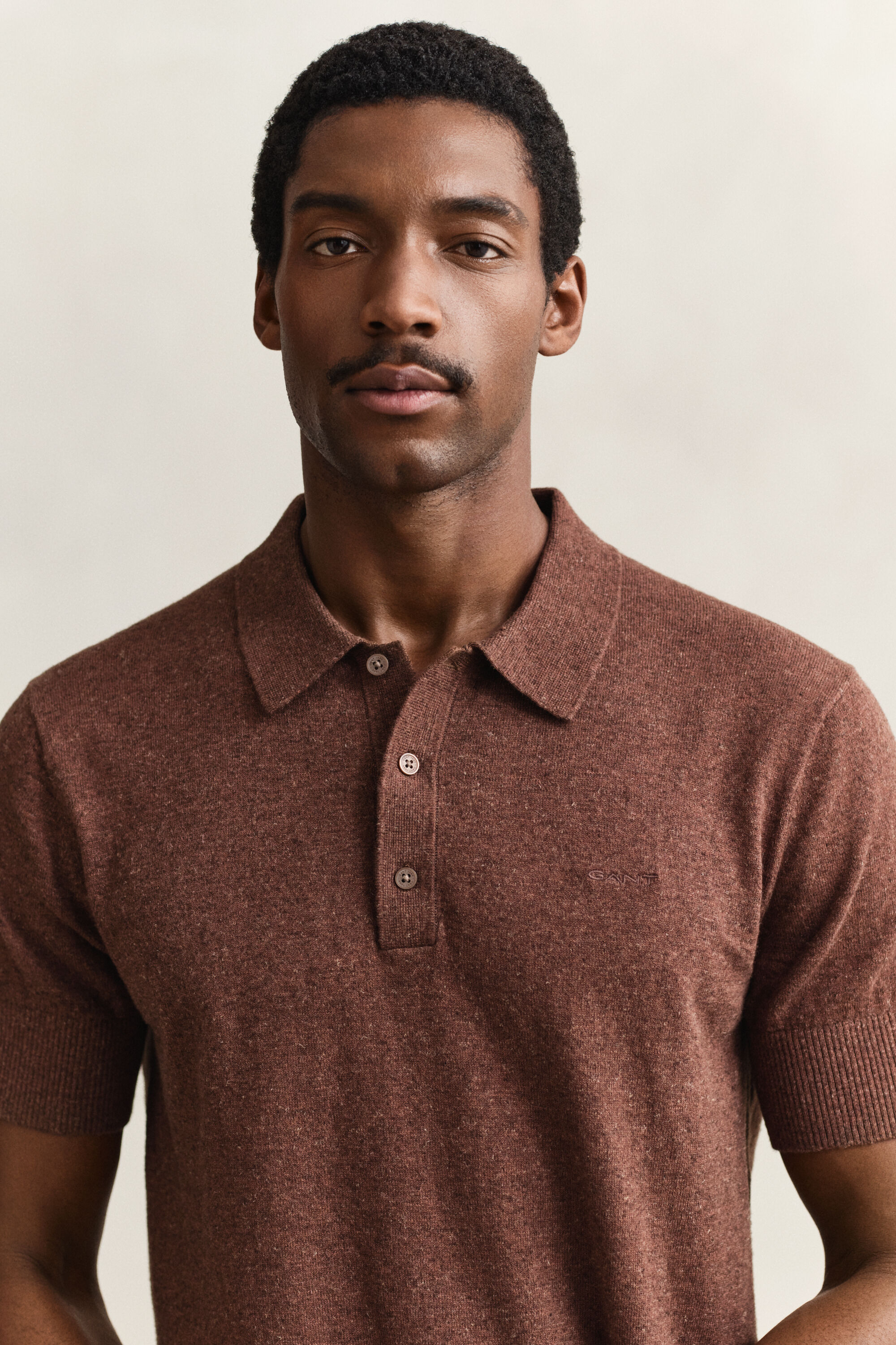 Kurzarm-Polopullover aus Baumwollmix-Flammgarn