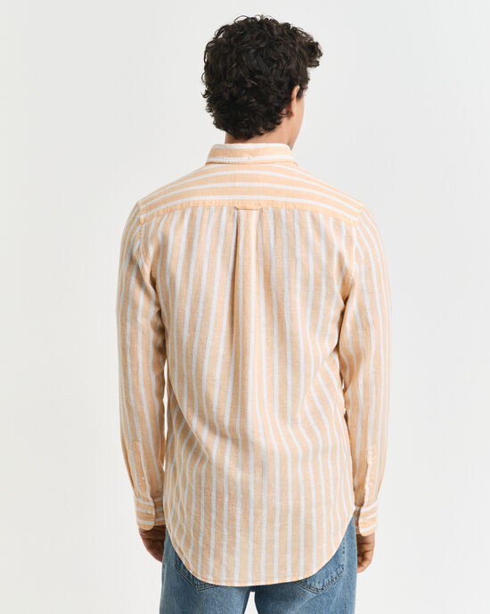 Regular Fit Hemd mit Streifen aus Baumwolle und Leinen